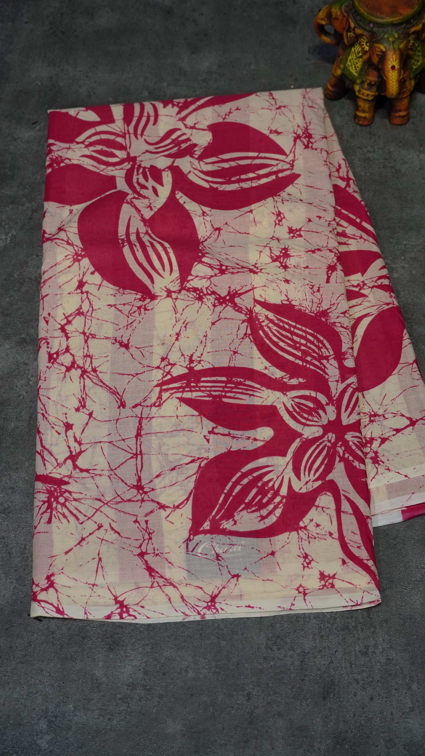 Mul Mul Cotton Saree Half White to Pink
