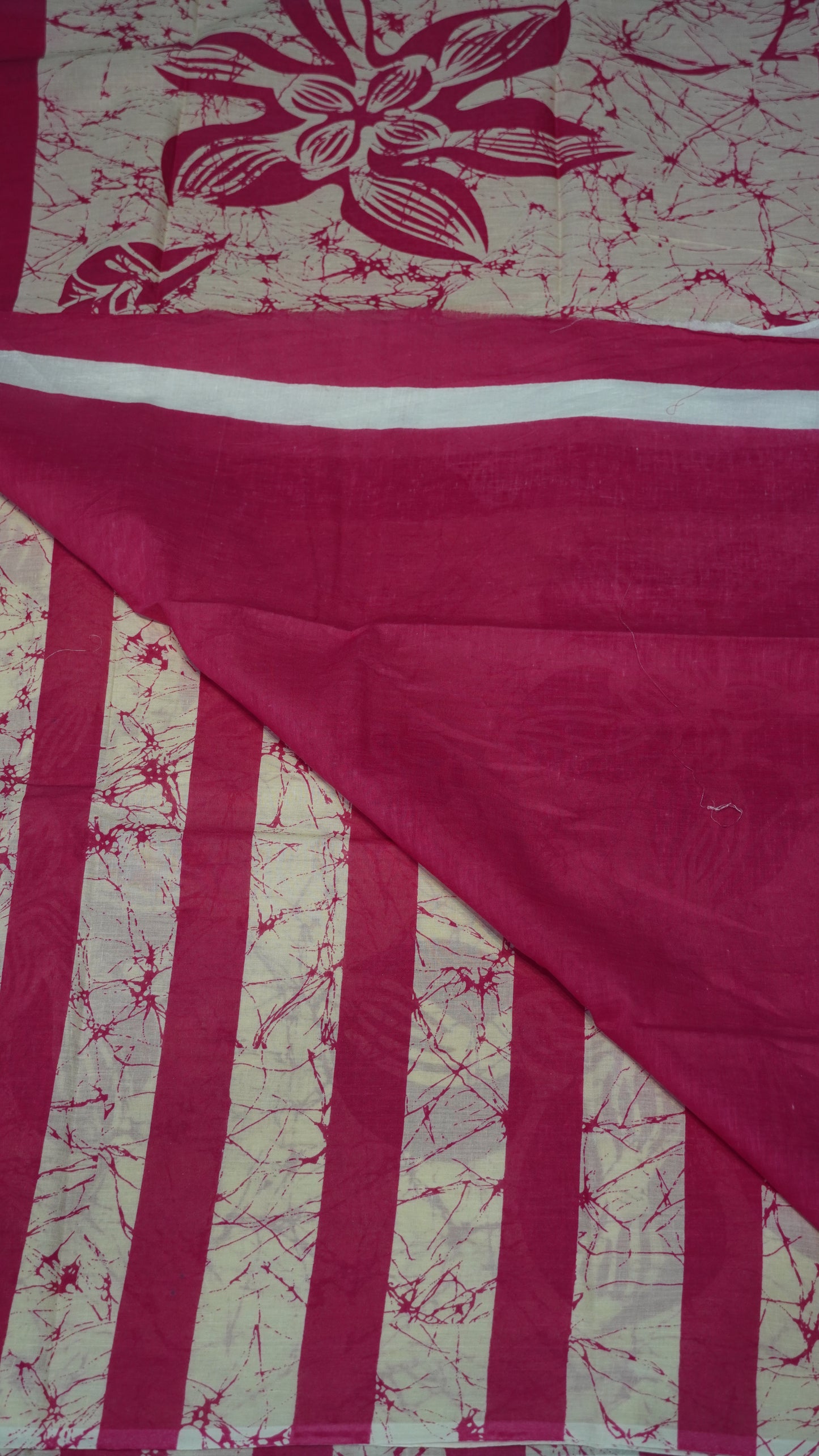 Mul Mul Cotton Saree Half White to Pink