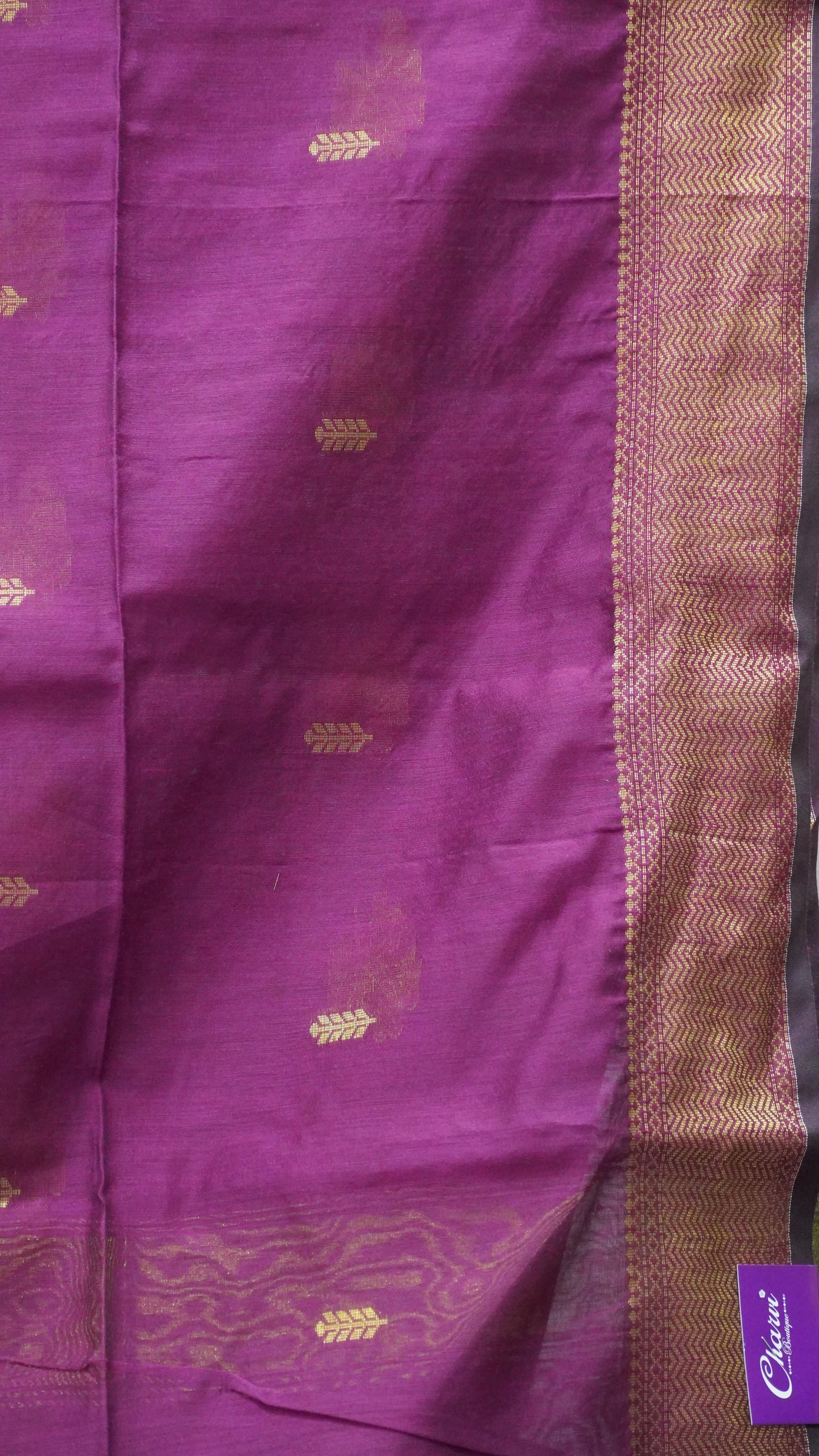Maheswari Cotton Saree Butterfly Print- Purple