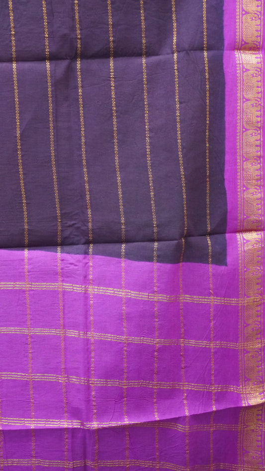 Sungudi Cotton Saree Checks Veldhari-Purple