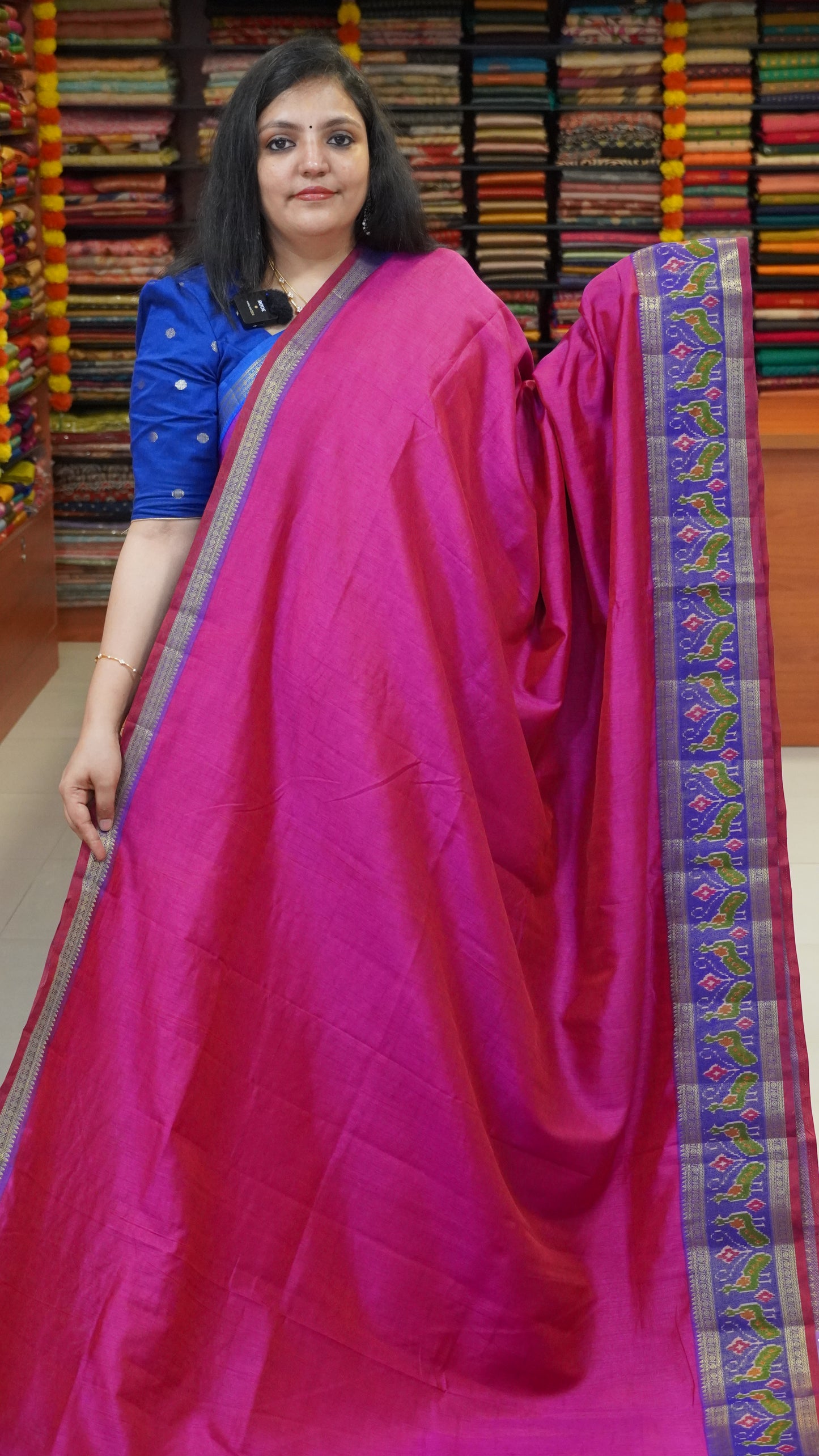 Semi Pattola Saree Plain Pink to Violet