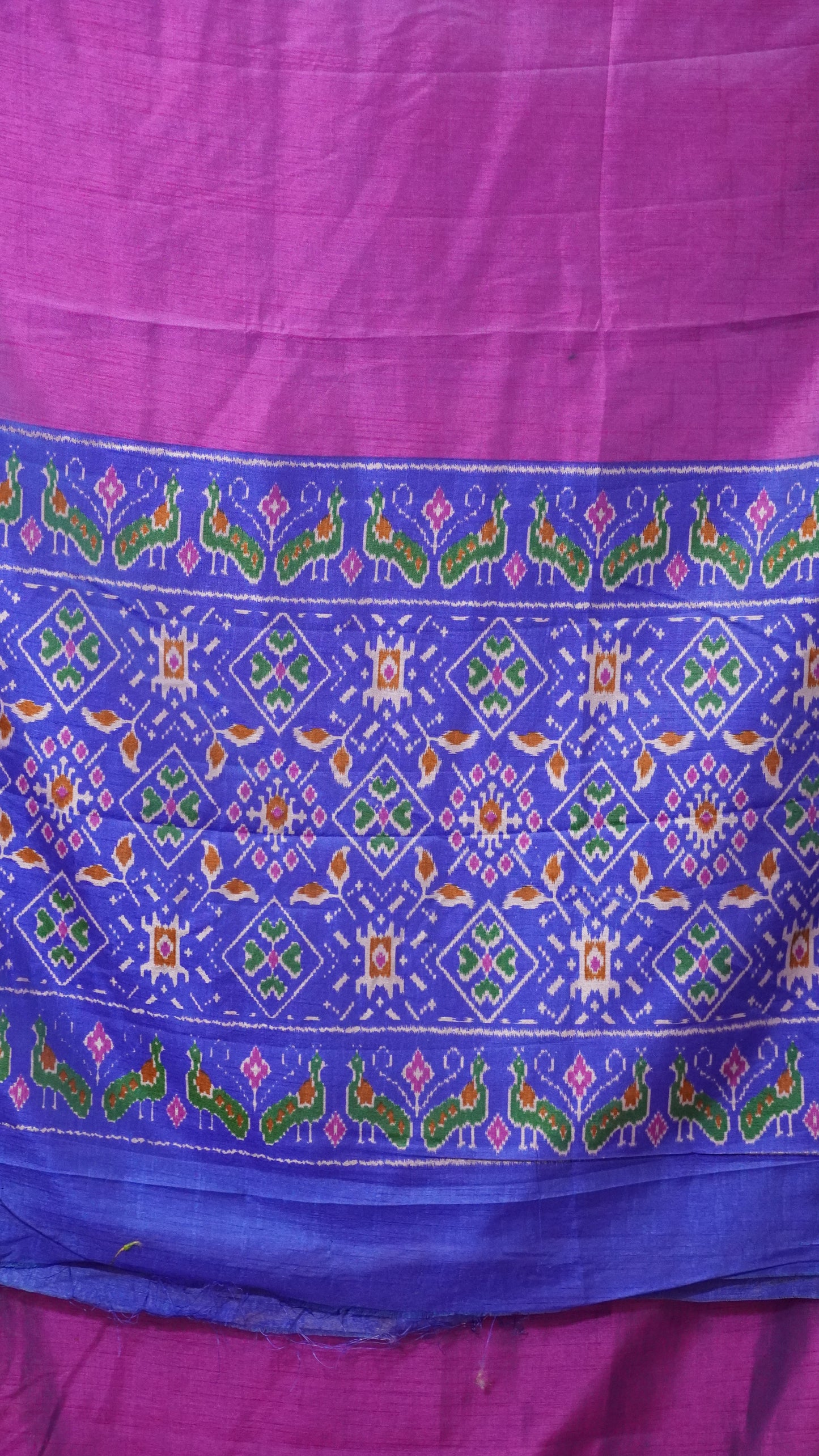 Semi Pattola Saree Plain Pink to Violet
