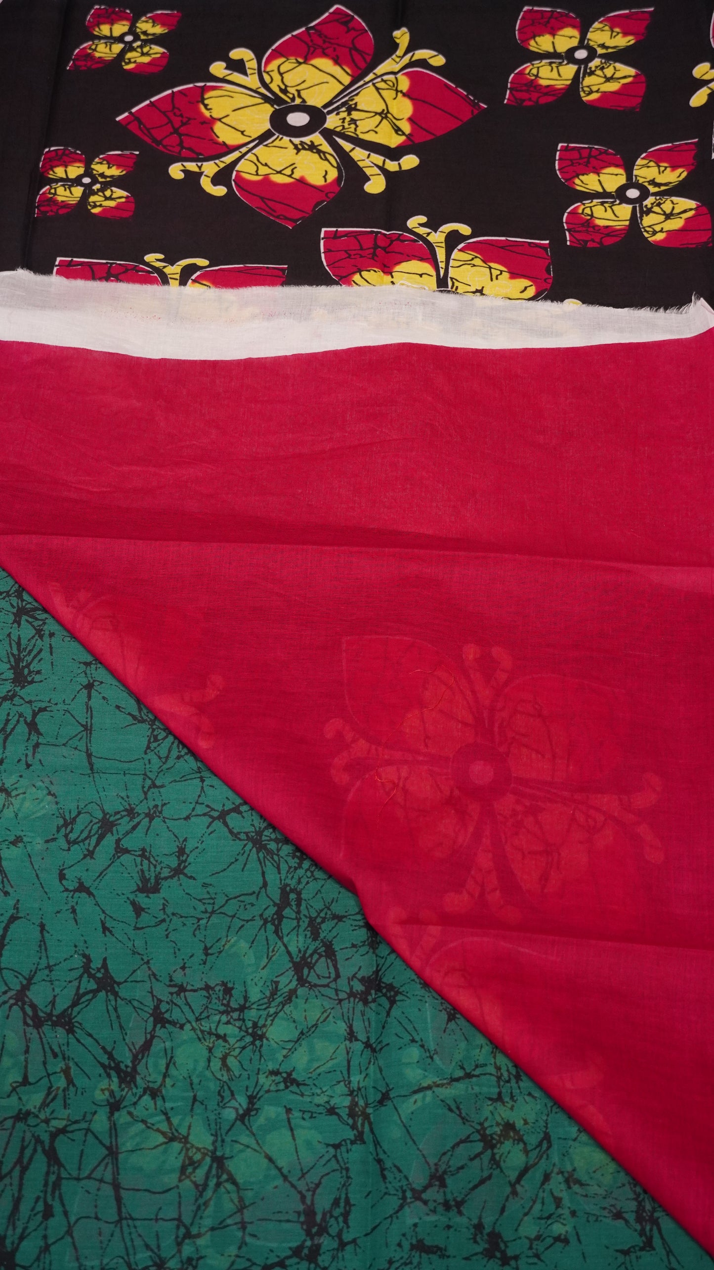 Mul Mul Cotton Saree Black to Yellow