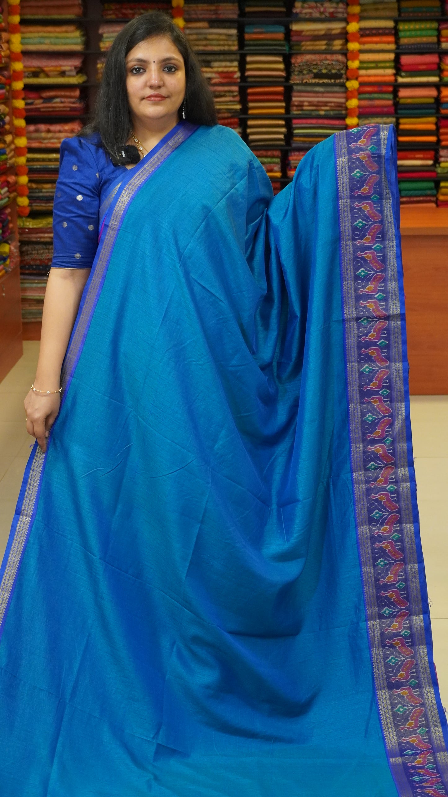 Semi Pattola Saree Ramar Blue