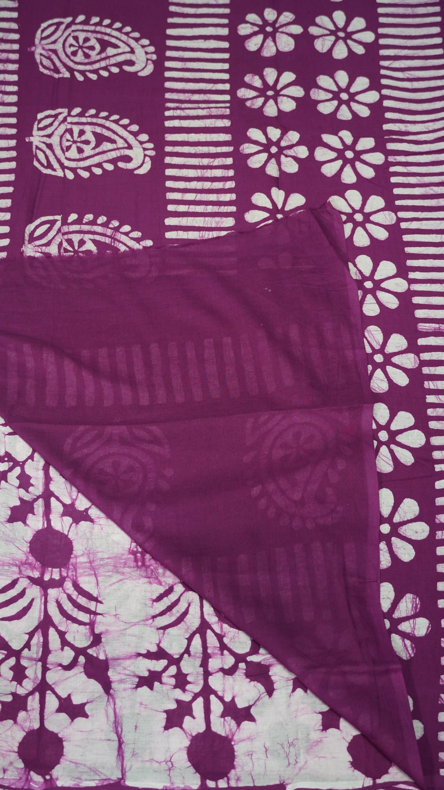 Mul Mul Cotton Saree Purple