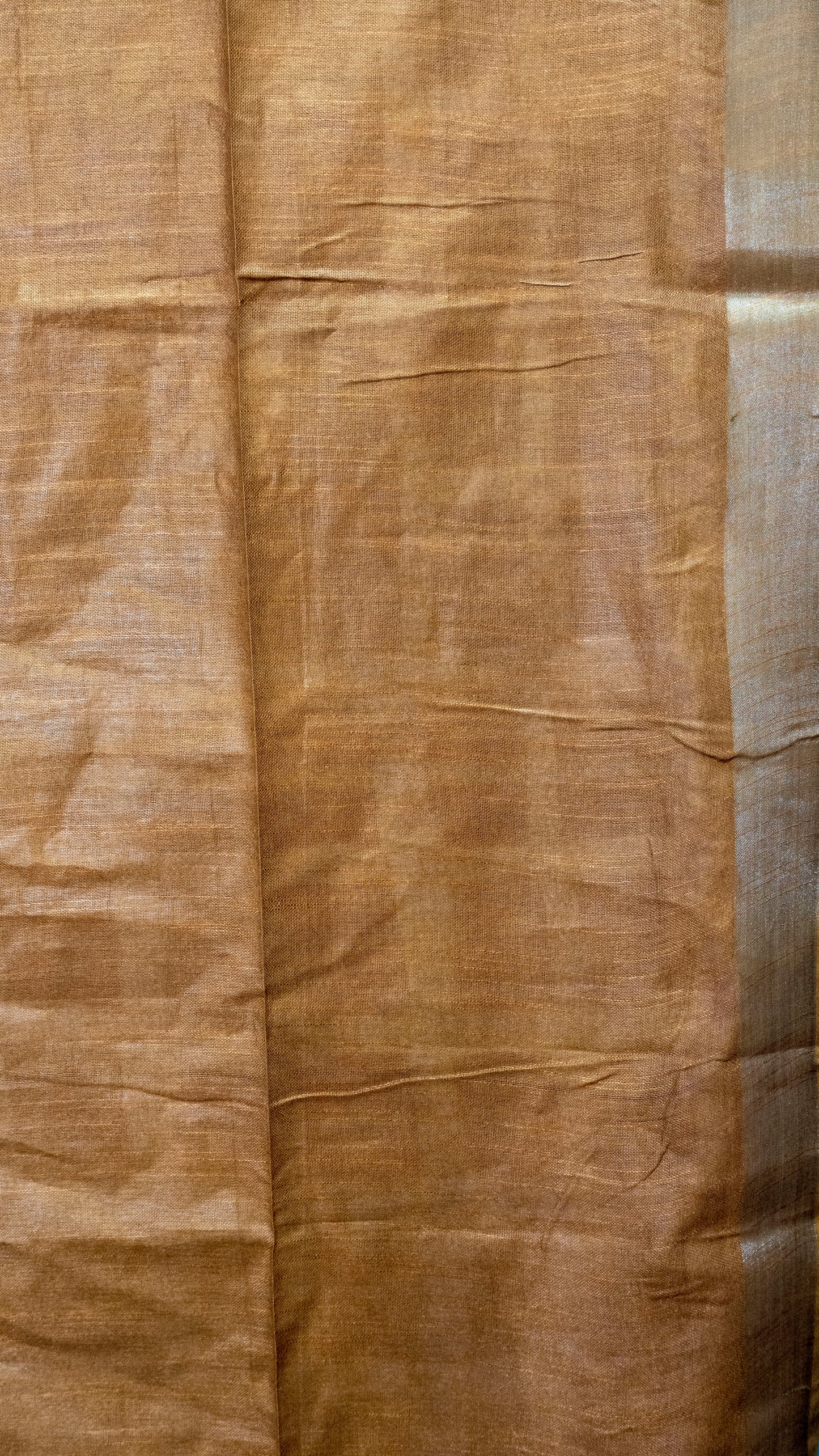 Linen Cotton Batik Print Mustard With Zari Border