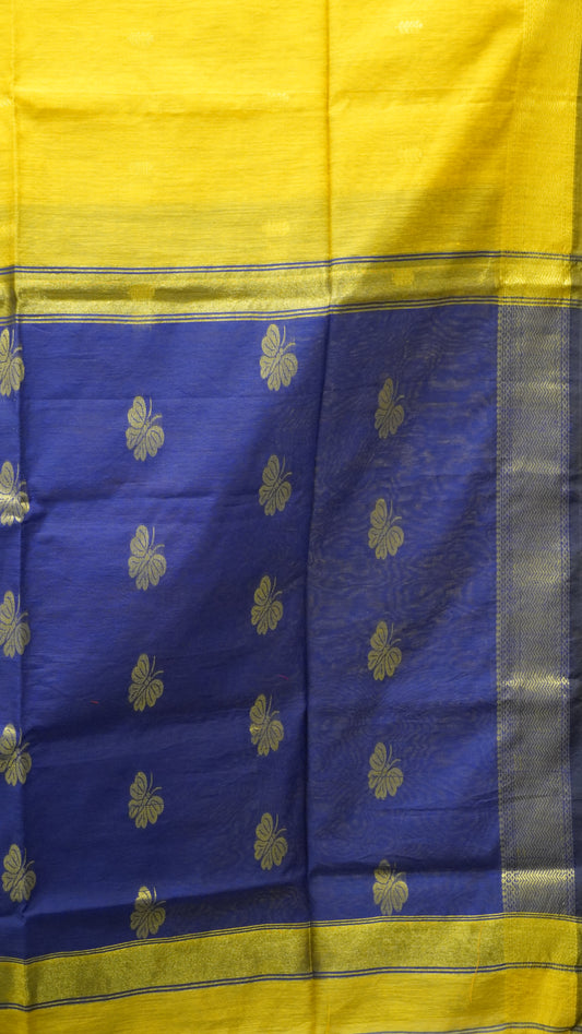 Maheswari Cotton Saree Butterfly Print- Golden Yellow