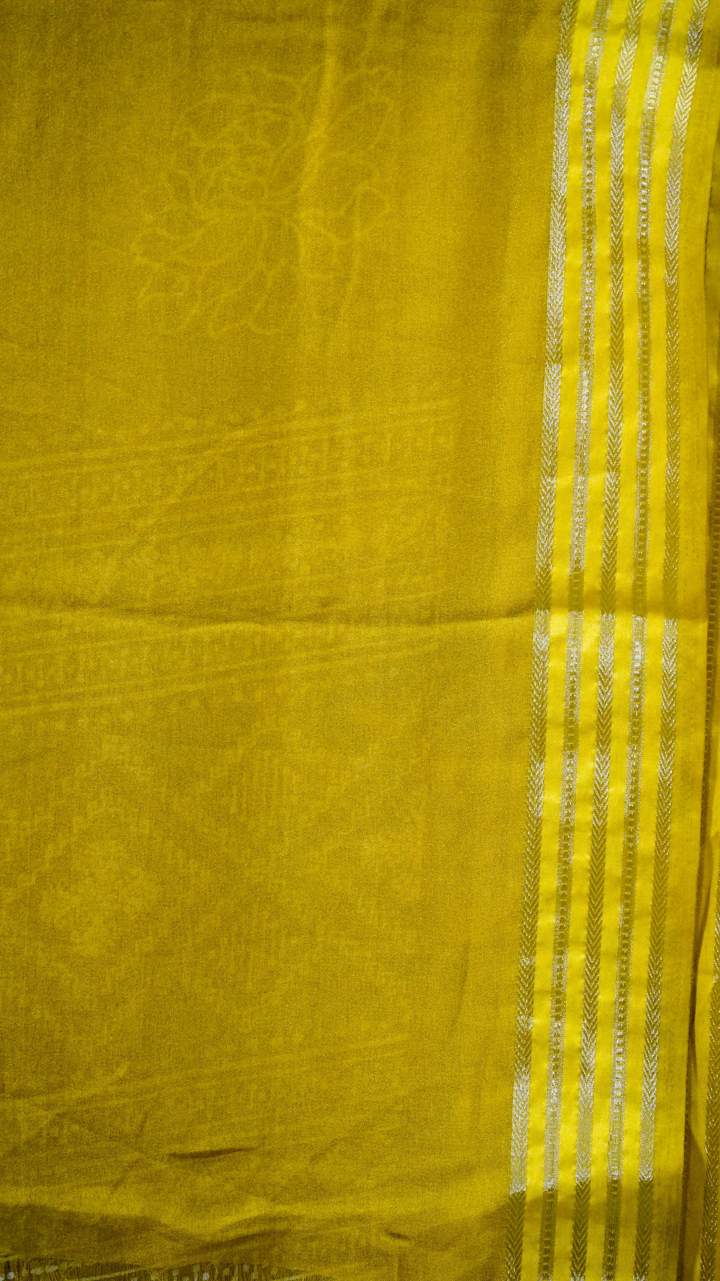 Shiffon Printed Saree Mustard With Zari Border