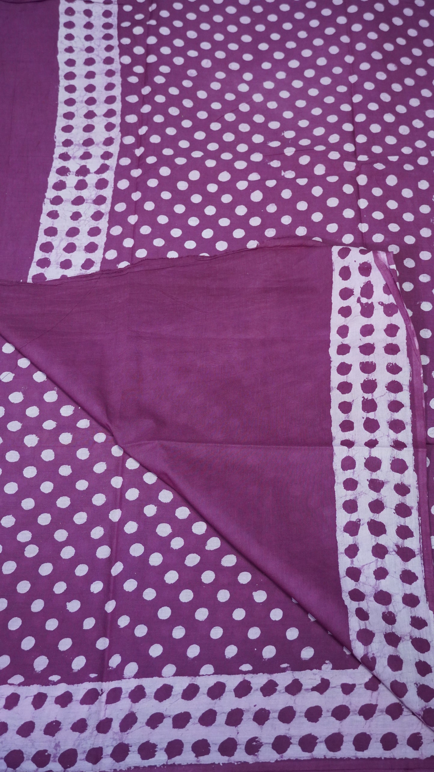 Mul Mul Cotton Saree Pink Small Dots