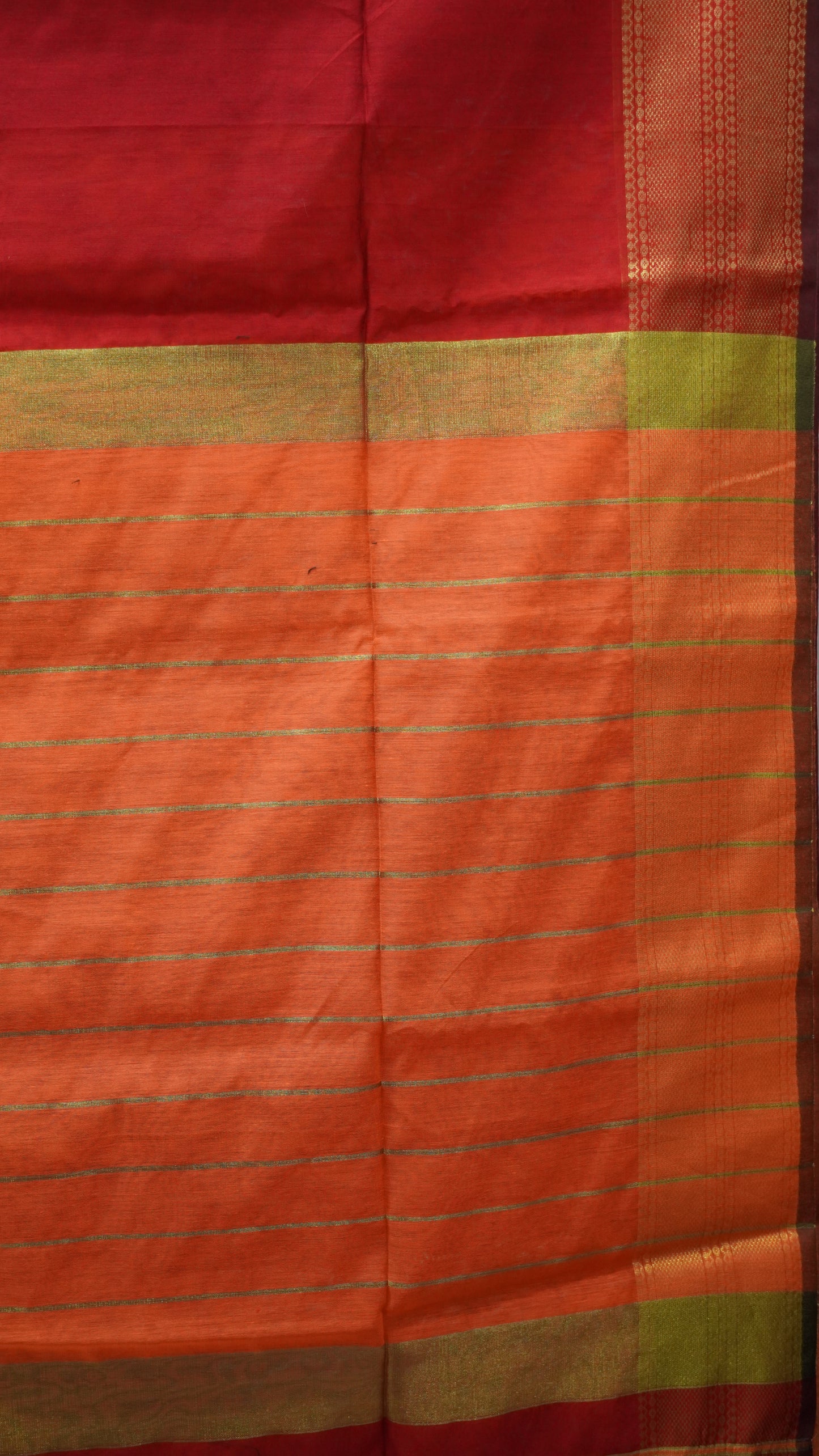 Maheswari Cotton Saree Plain- Maroon
