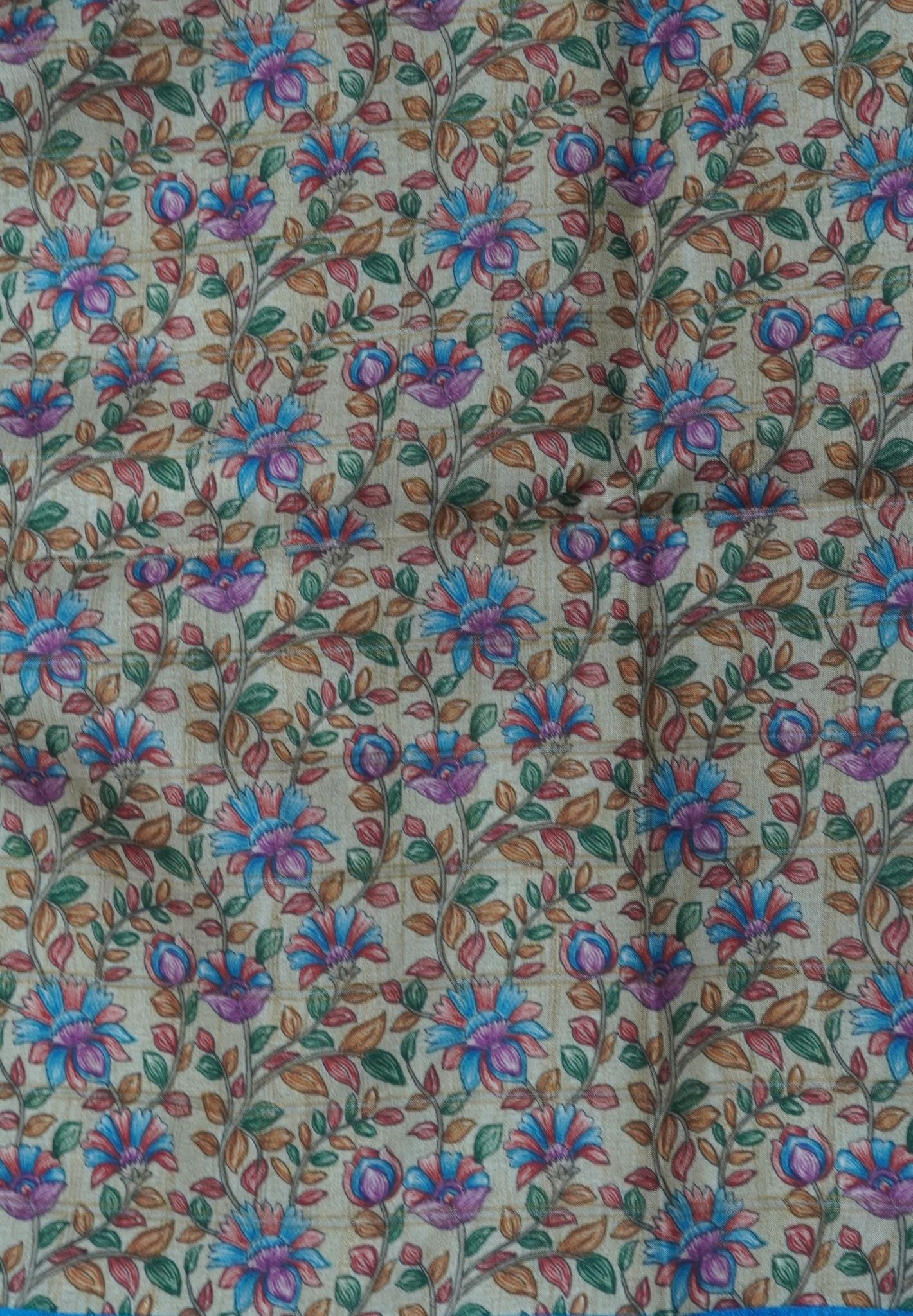 Semi Tussar Saree-Blue