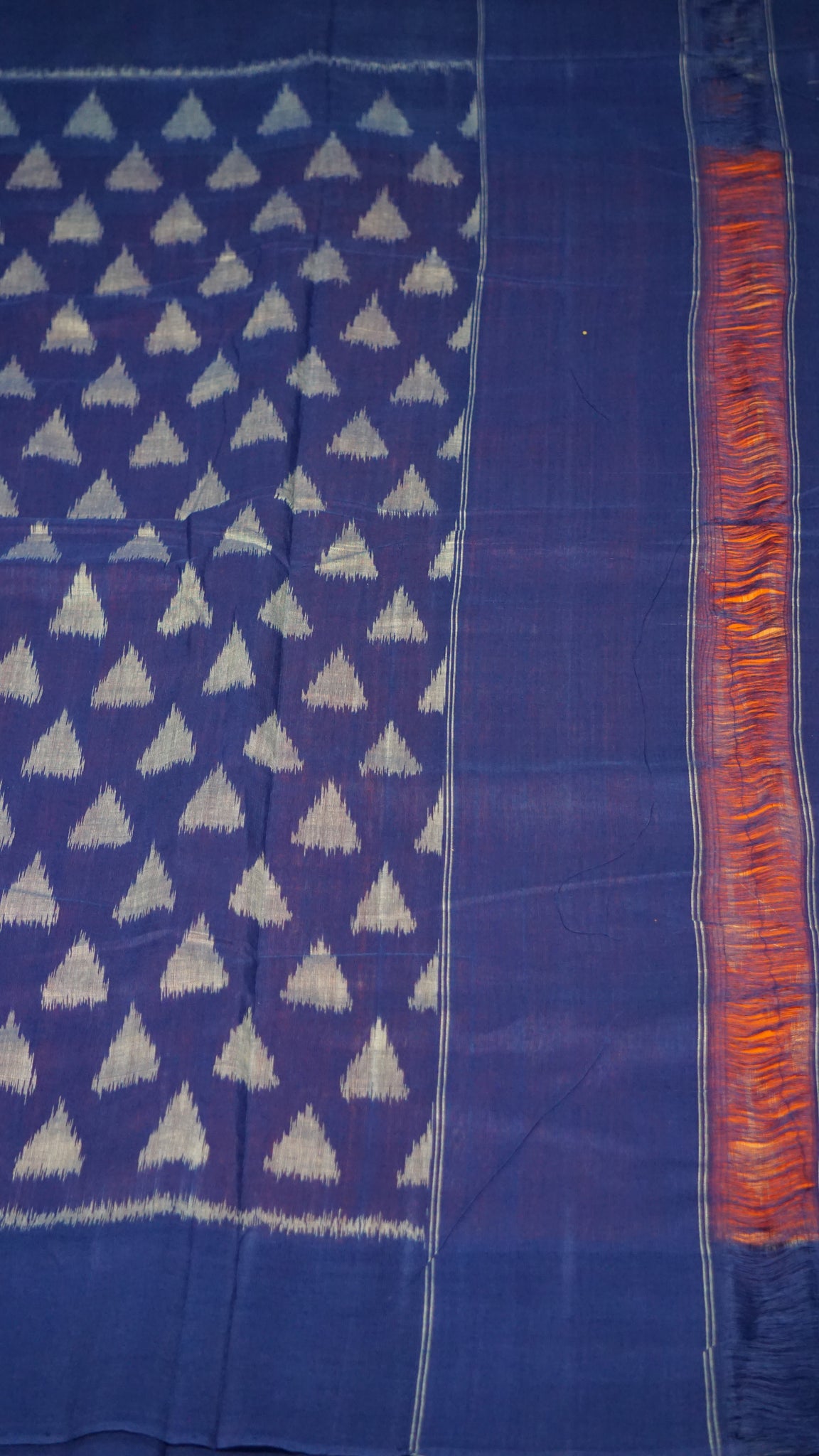 Pochampally Cotton double Ikkat Saree Orange - Blue