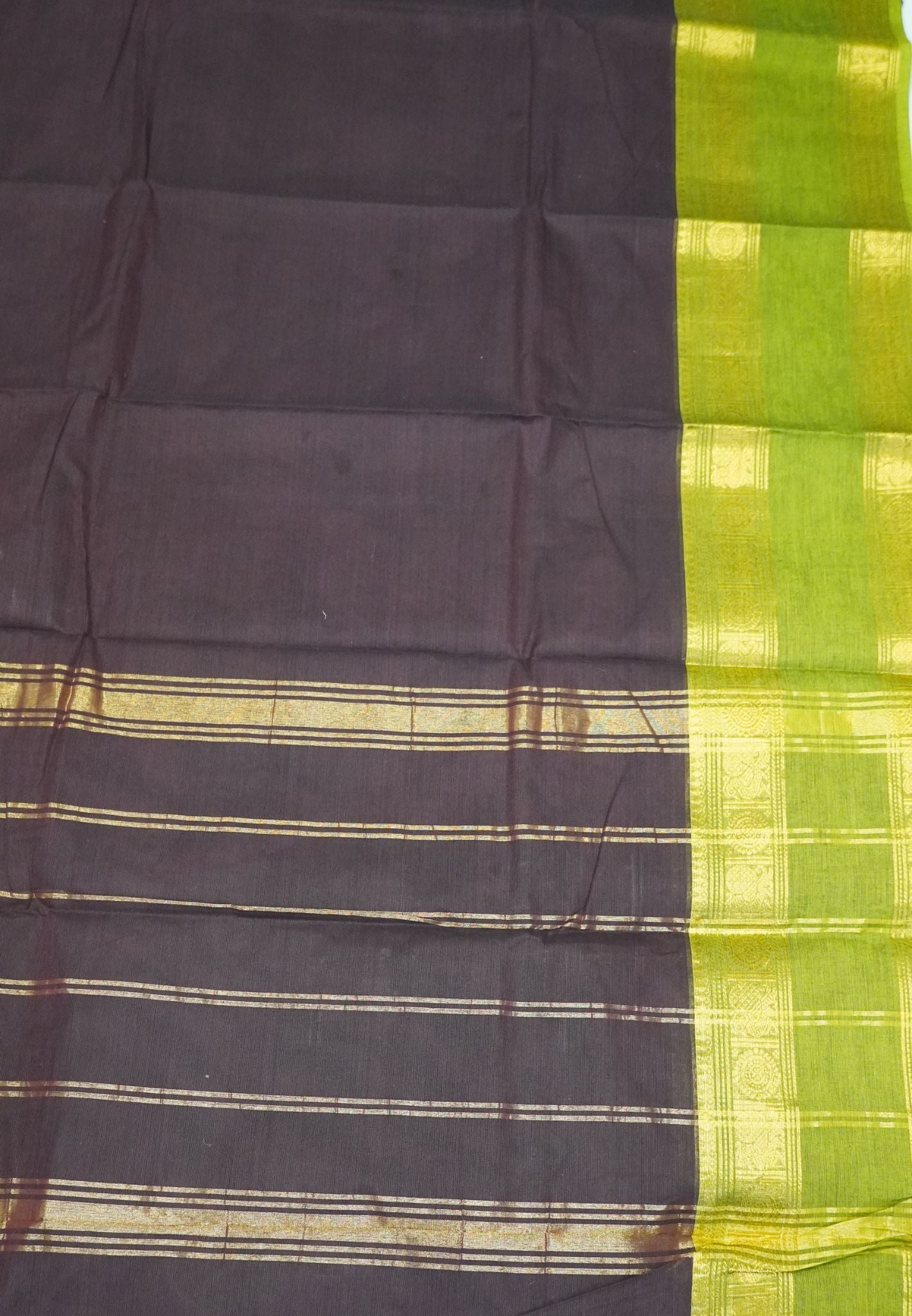 Chettinad Cotton Saree-Brown with Contrast Border