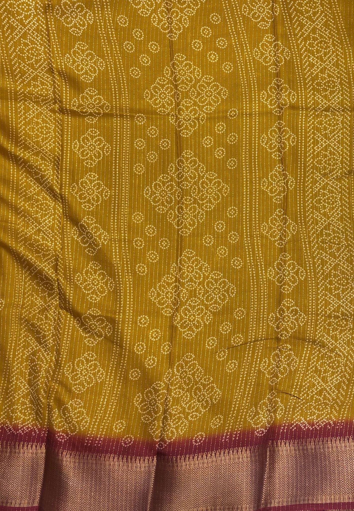 Semi Dola Silk Saree-Mustard In Floral Dotwork Border
