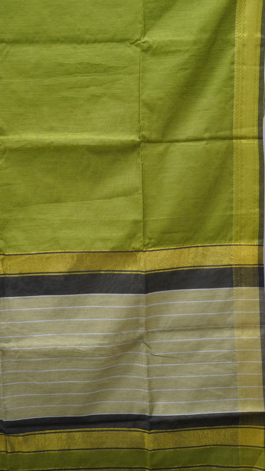 Maheswari Cotton Saree Plain- Green