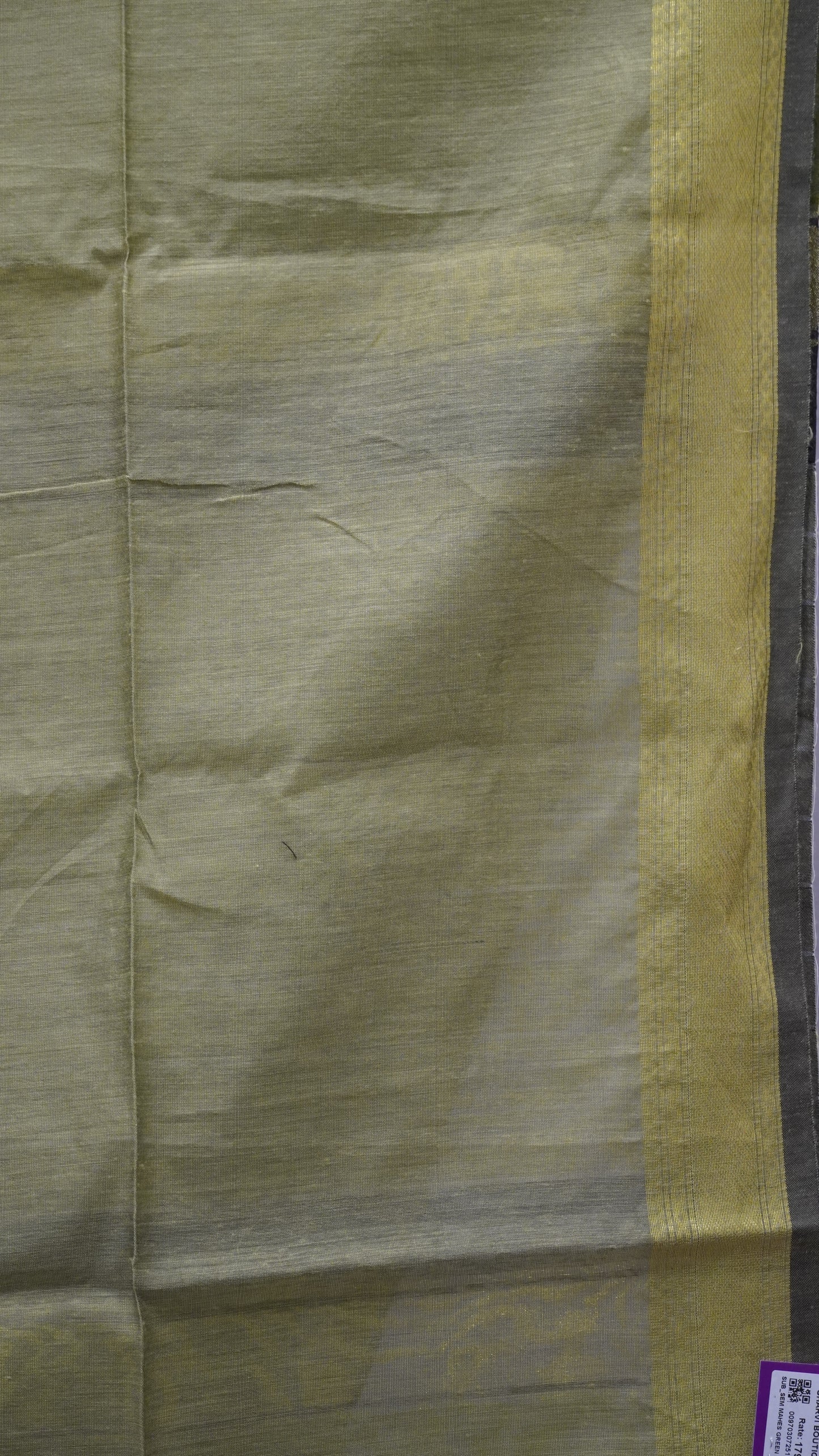 Maheswari Cotton Saree Plain- Green