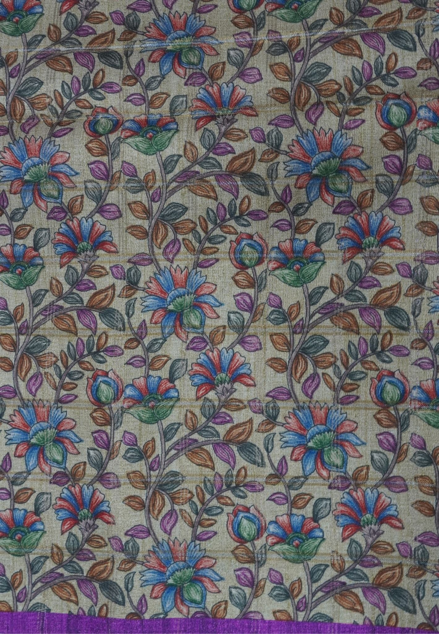 Semi Tussar Saree-Dark Purple
