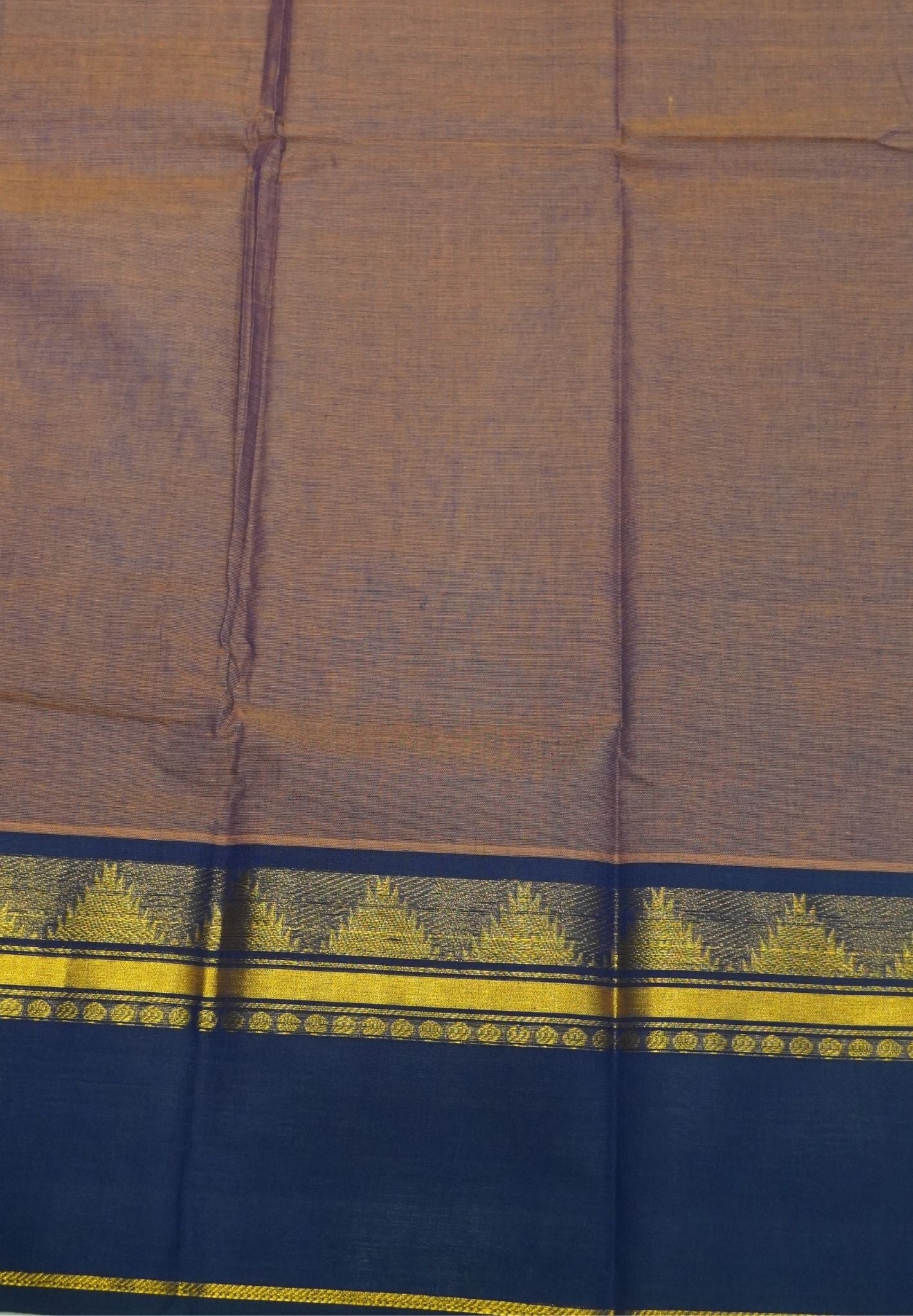 Chettinadu Cotton Saree-Brown with Contrast Gap Border