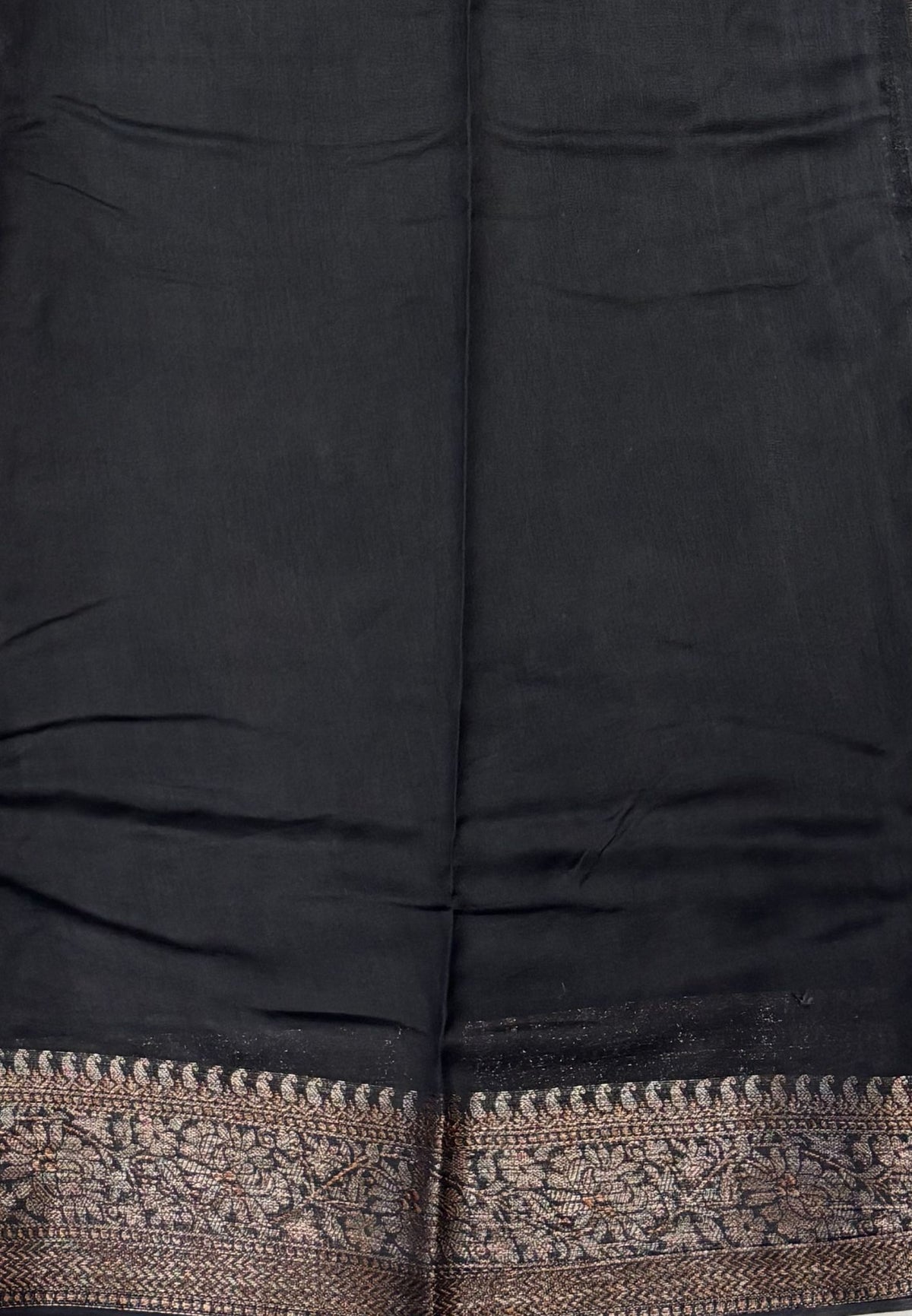 Pure Chanderi Saree-Black in Circle Pattern Border