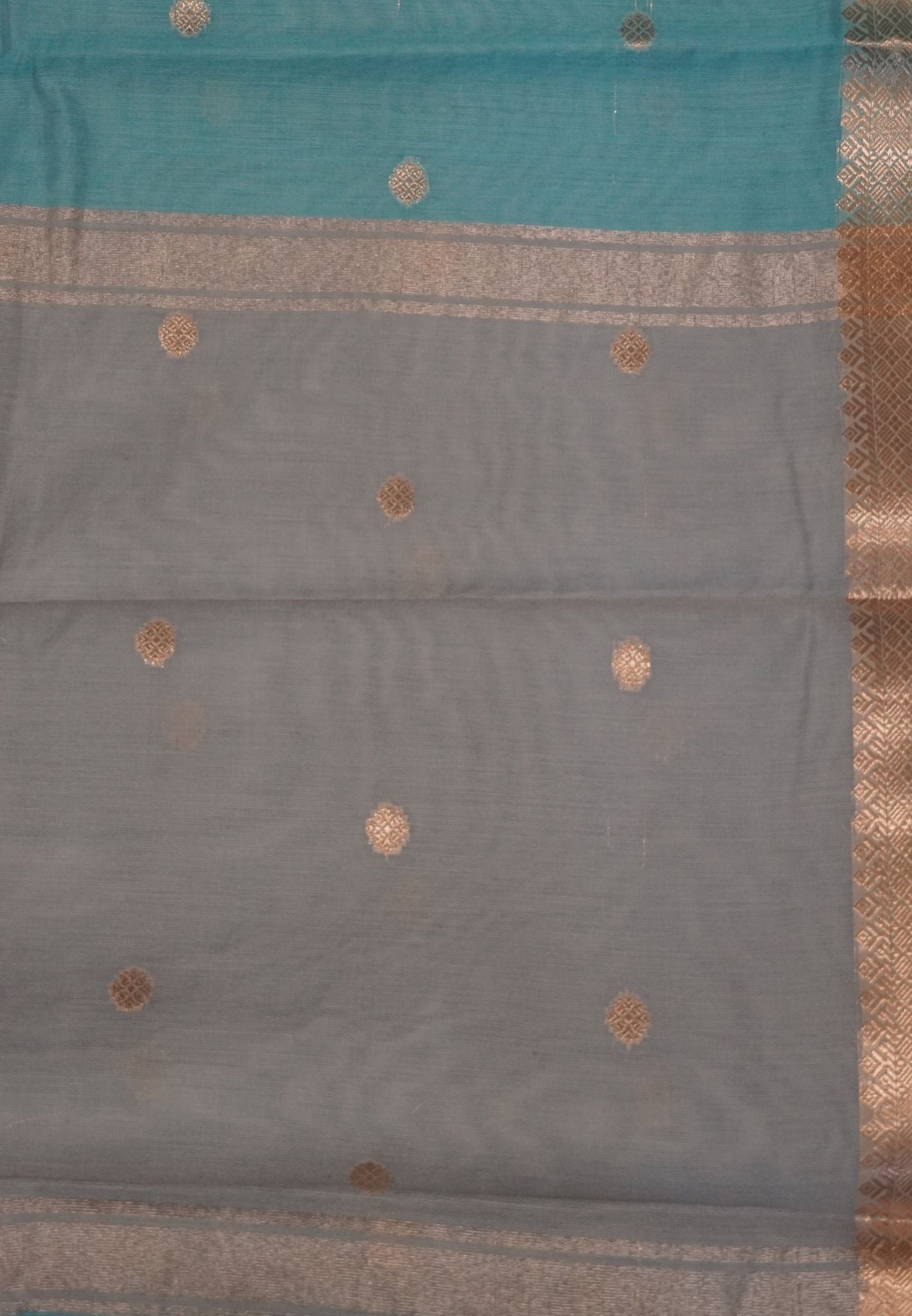 Maheshwari Silk Saree - Sky Blue