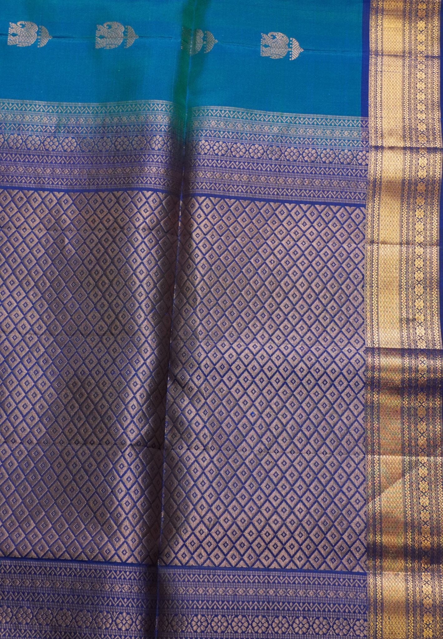 Pure Silk Saree - Peacock Blue