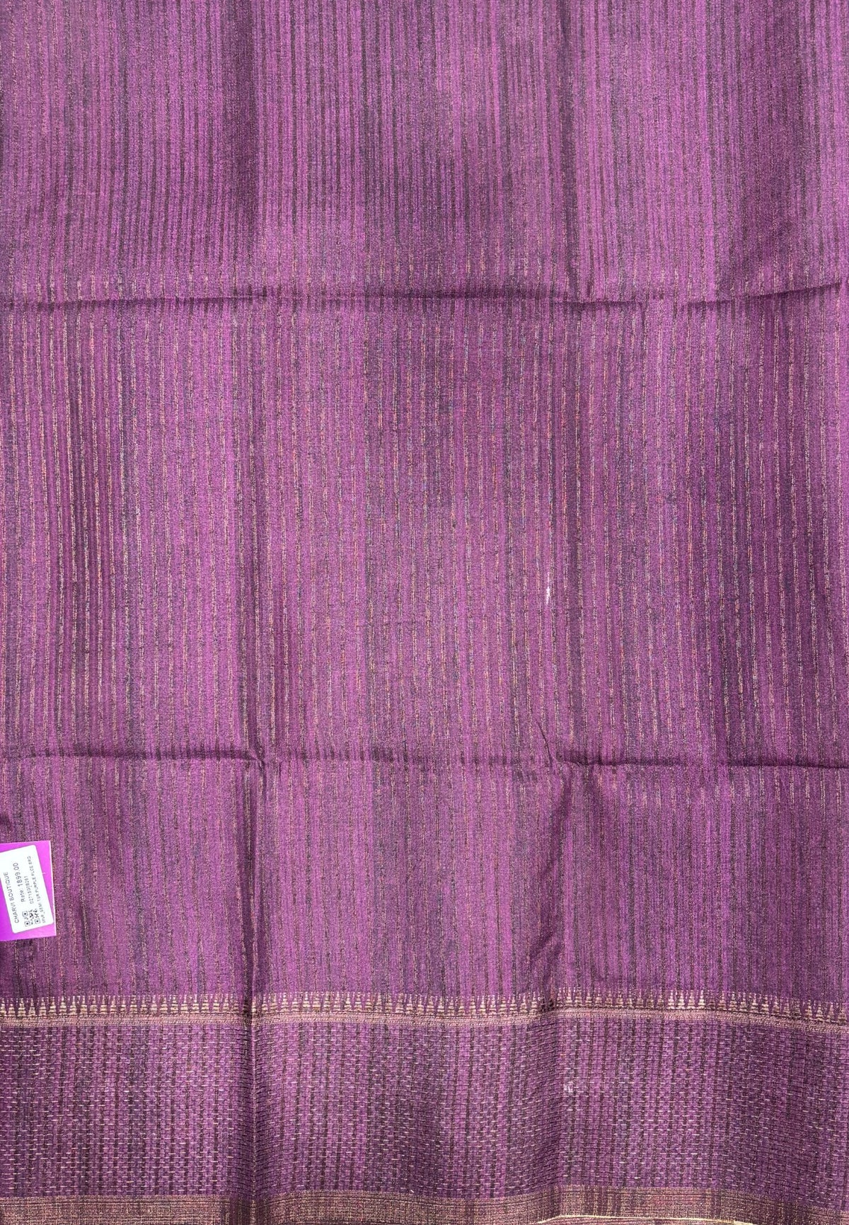 Semi Tussar Saree-Purple with Antique Zari Border