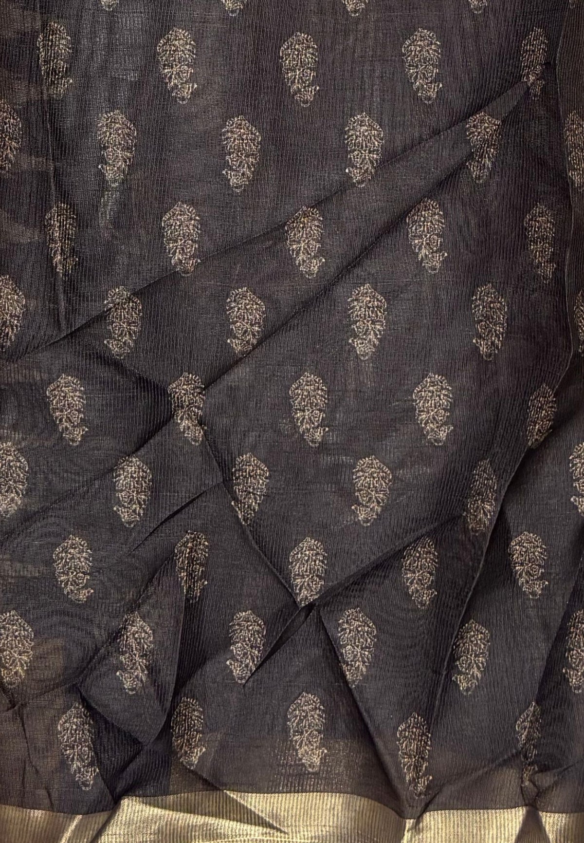 Kota Saree-Beige In Broad Zari Stripe Border