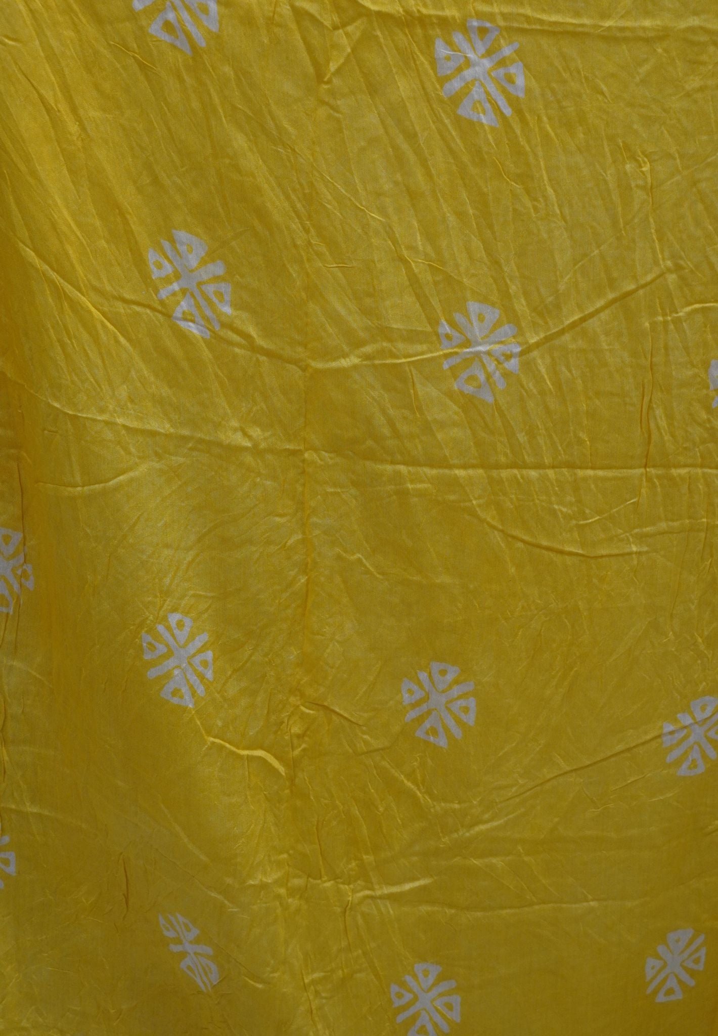 Batick Cotton Saree- Yellow with Sequence Work