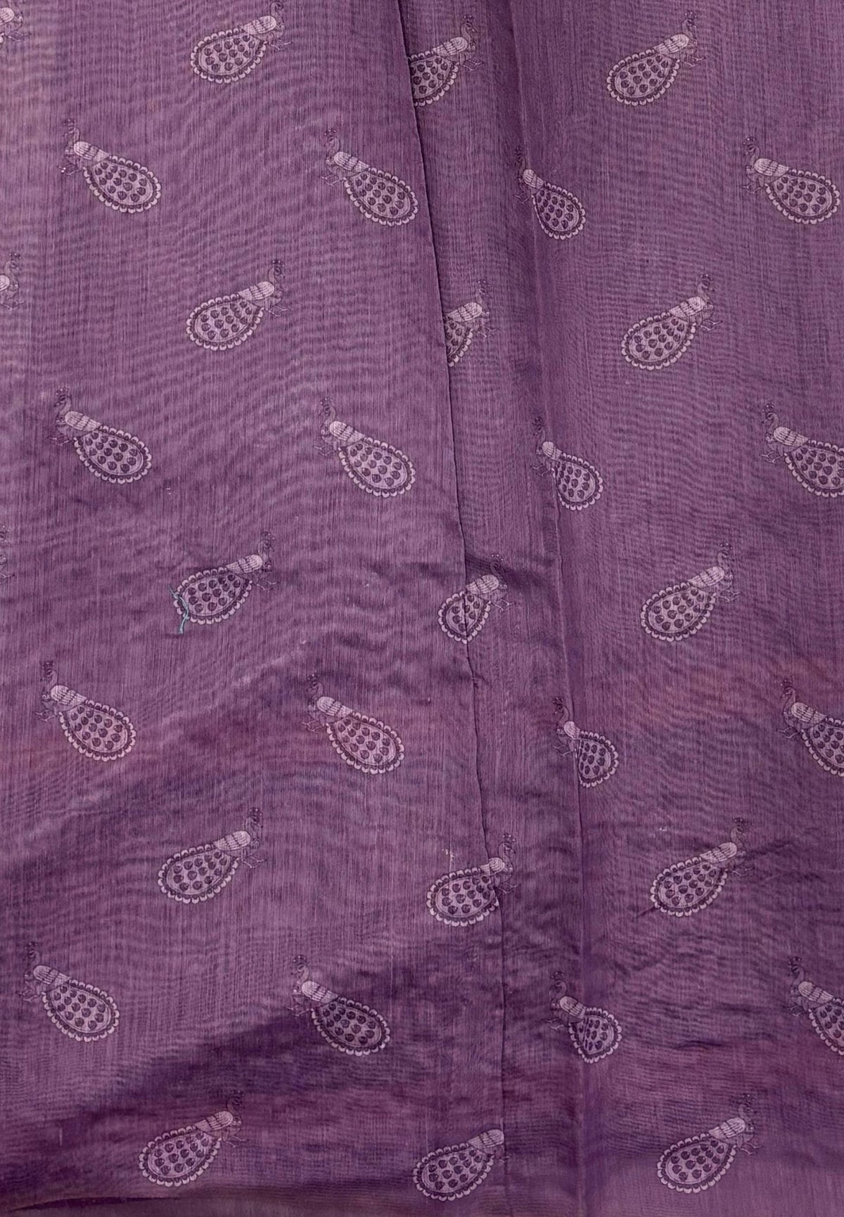 Chanderi Saree-Lavender In Peacock Floral Border