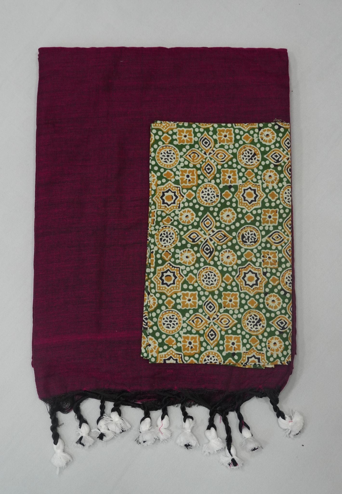 Khadi Cotton Saree - Dark Purple