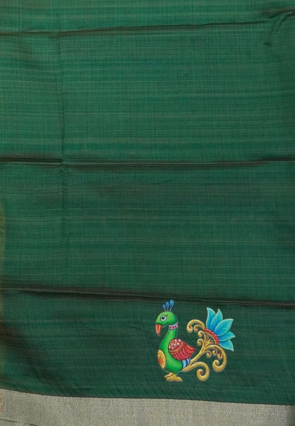 Cora Linen Saree-Pale Golden Yellow with Tanjore Print