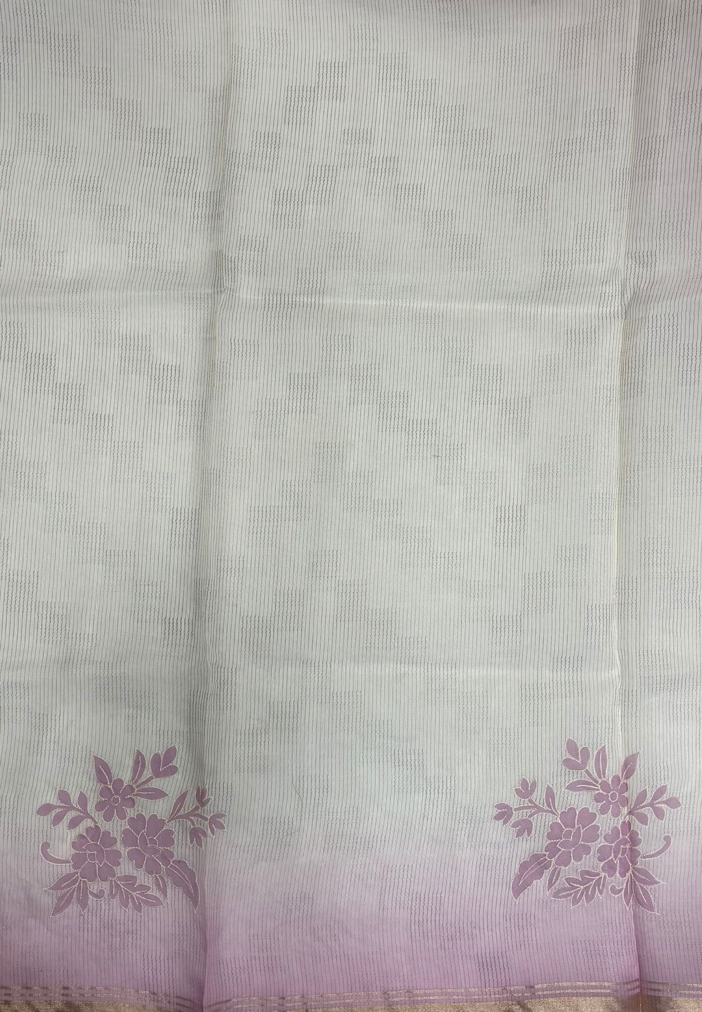 Organza Saree-Purple with Floral Aplique Work