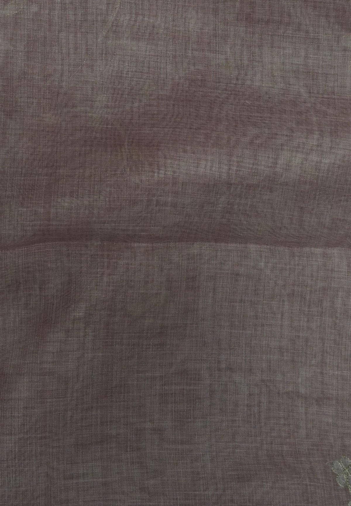 Tissue Linen Saree - Pastel Pink With Floral Embroidery