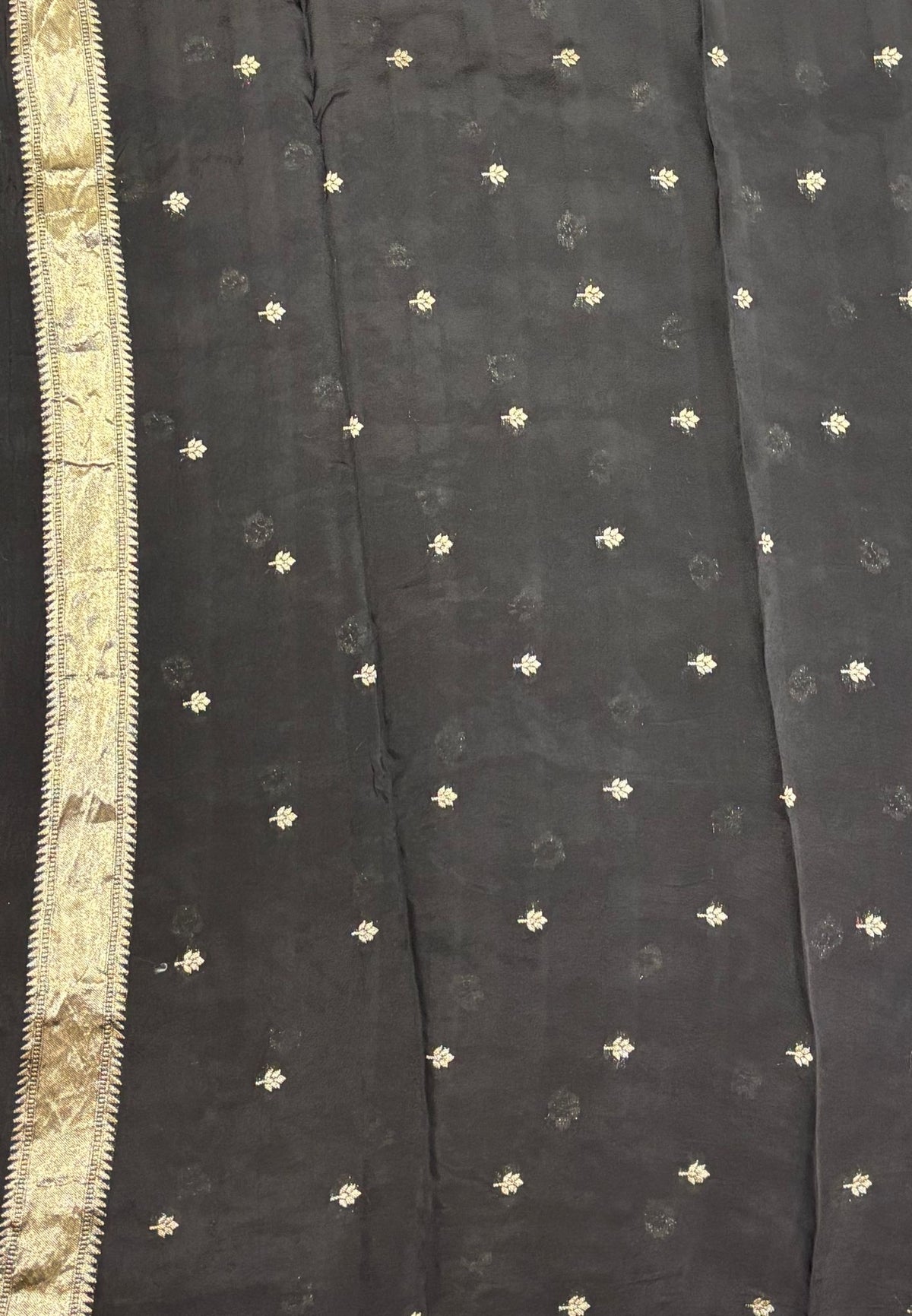 Satin Organza Saree-Black In Paithani Floral Zari Border