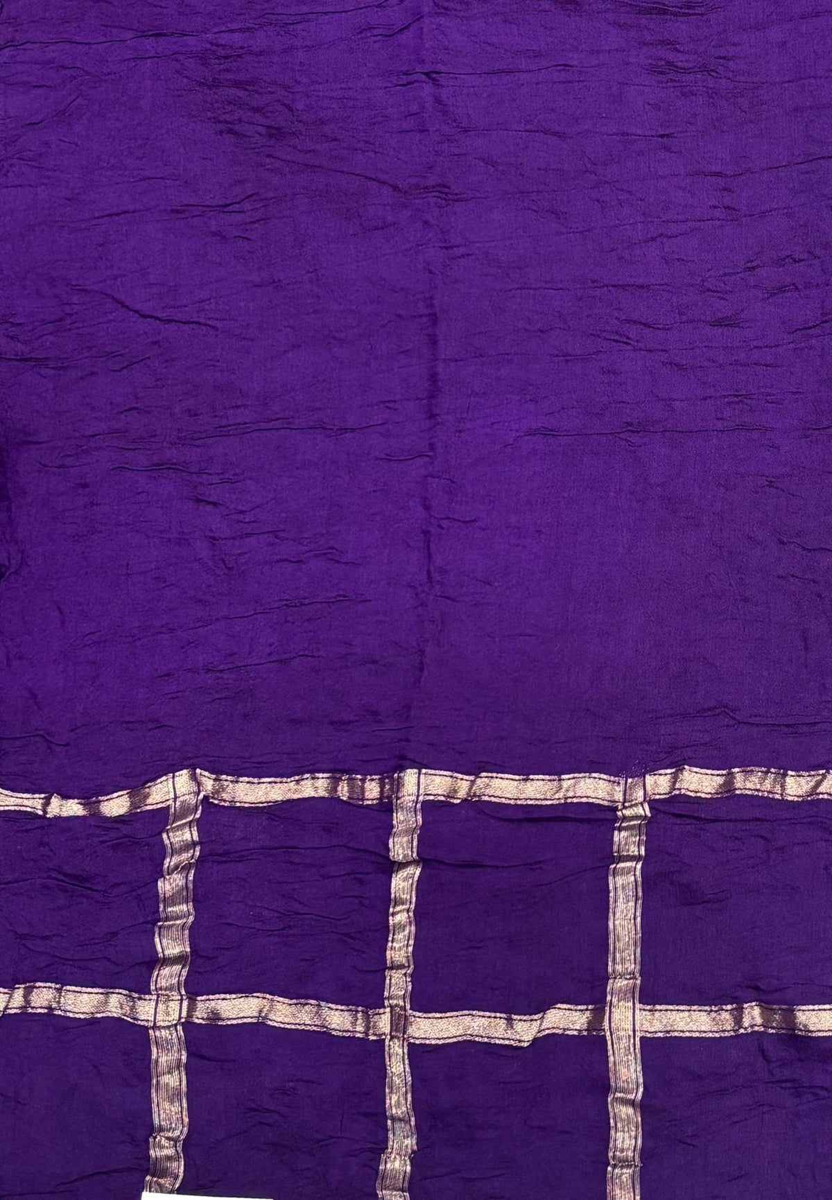 Banarasi Bandeji Saree-Violet in Zari Checks with Contrast Border