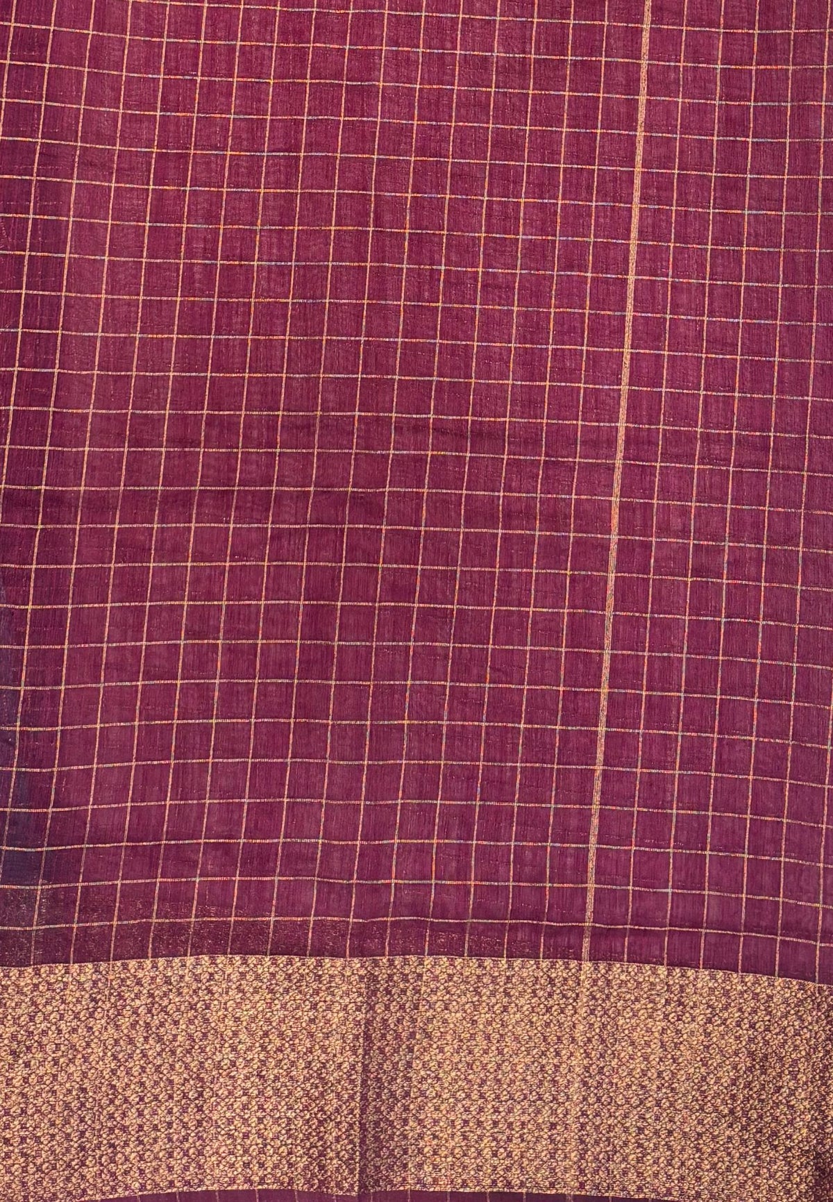 Bamboo Saree-Ramar Blue in Mini Checked Zari Border