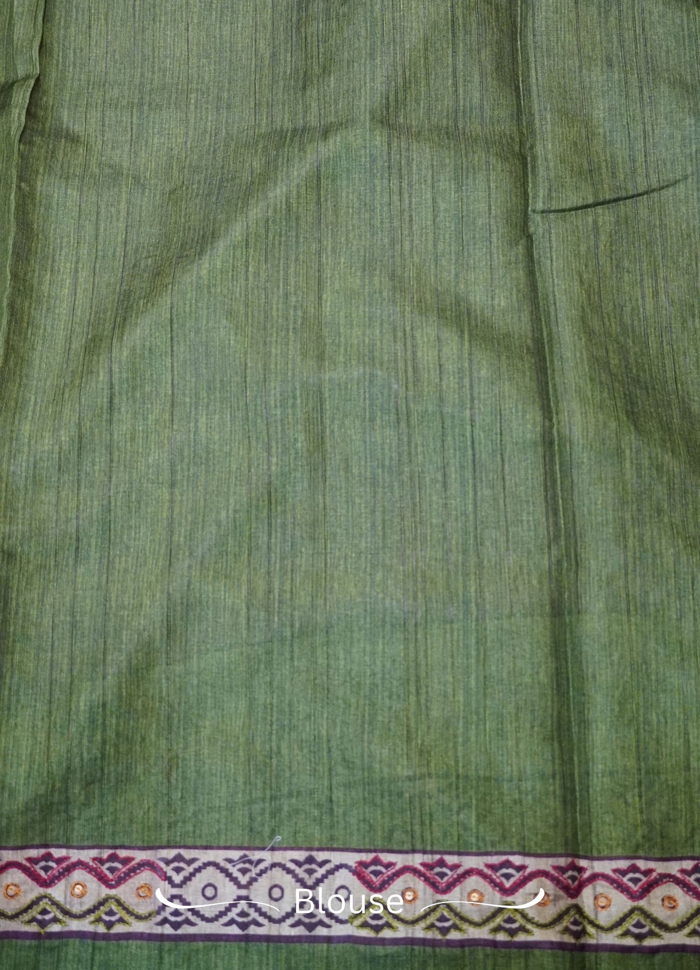 Semi Tussar Saree – Purple Green Elephant Design