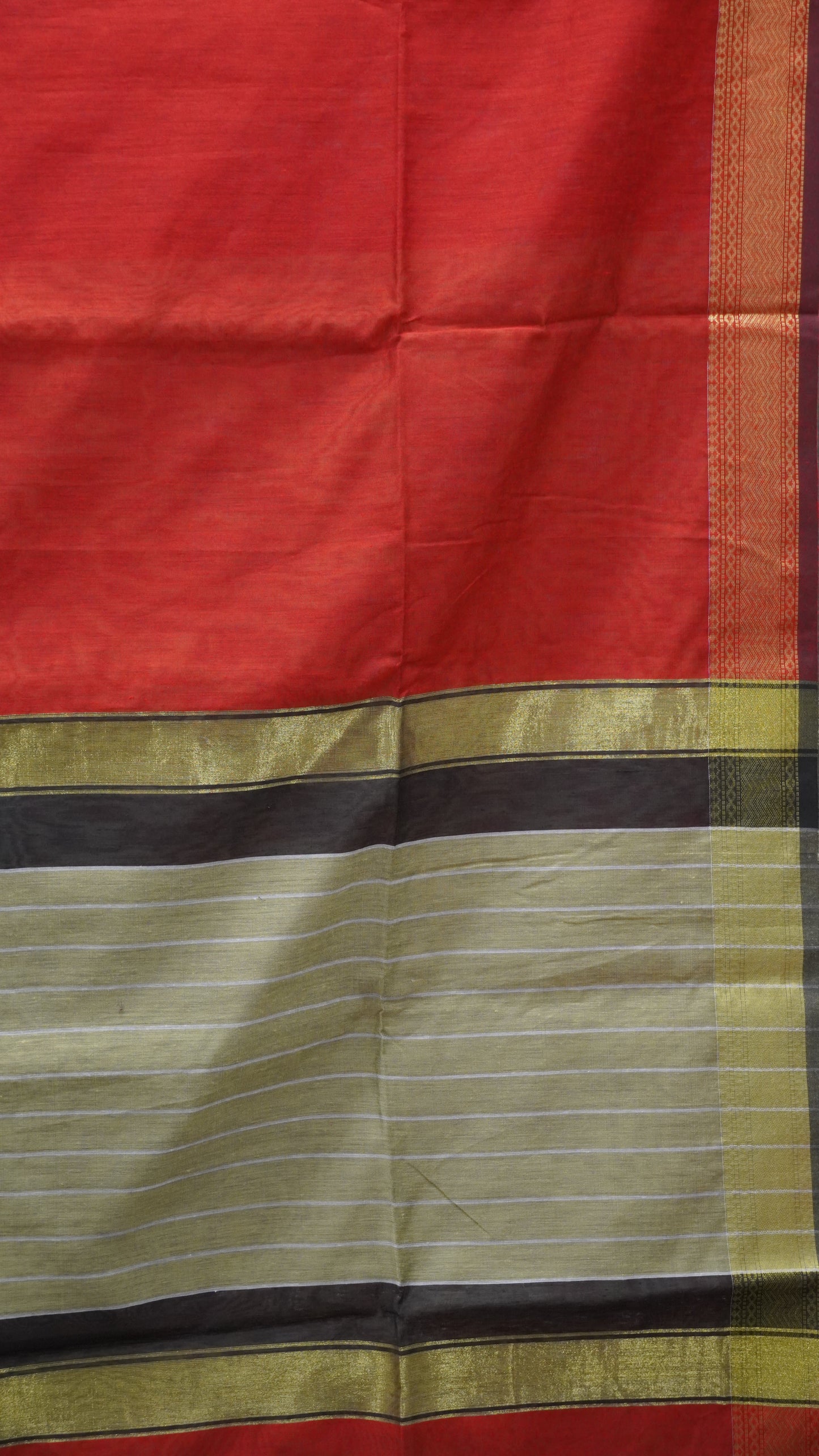 Maheswari Cotton Saree Plain- Maroon