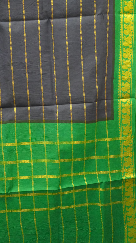 Sungudi Cotton Saree Checks Veldhari-Blue