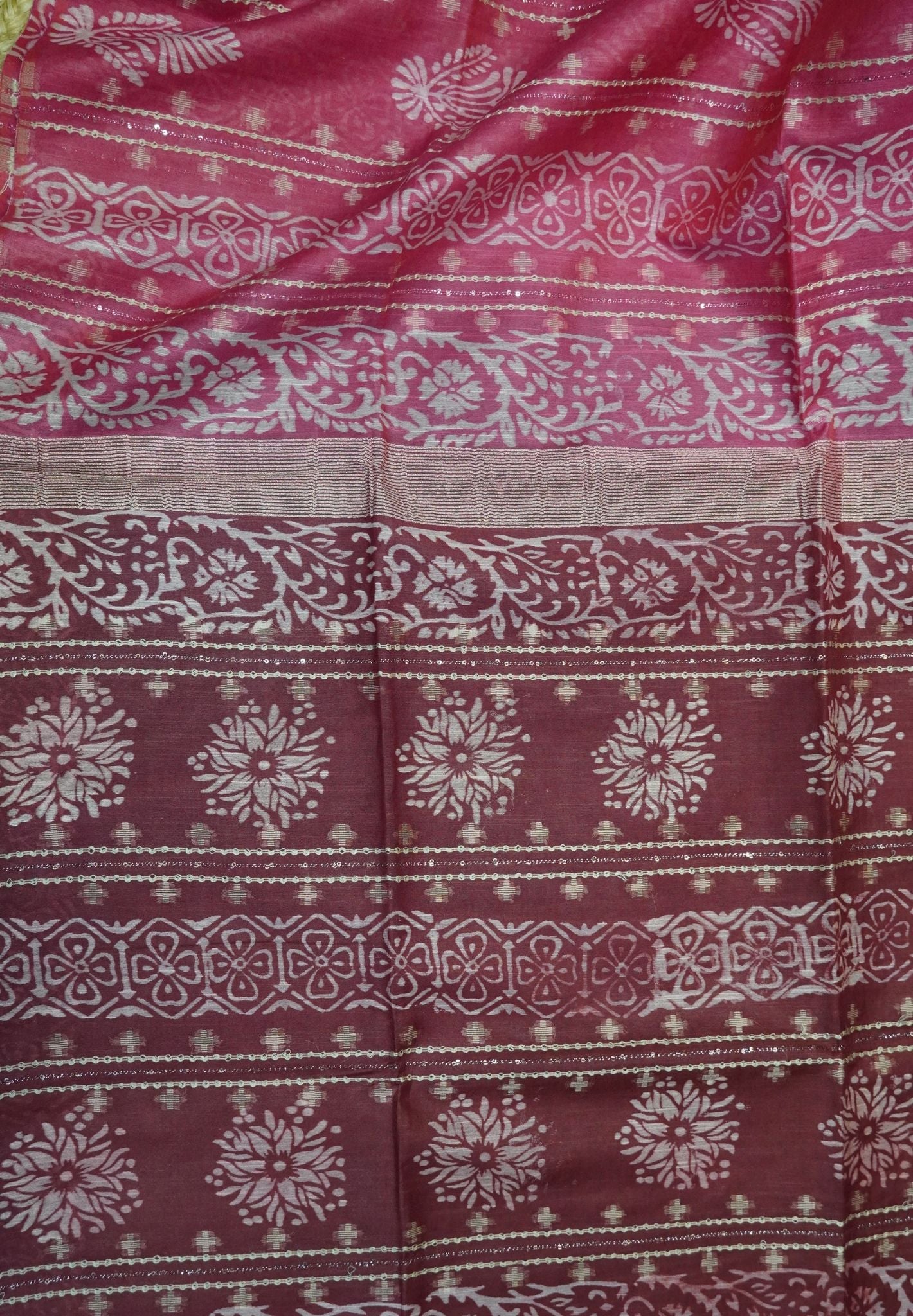 Bhagalpur Cotton Saree-Dark Pink