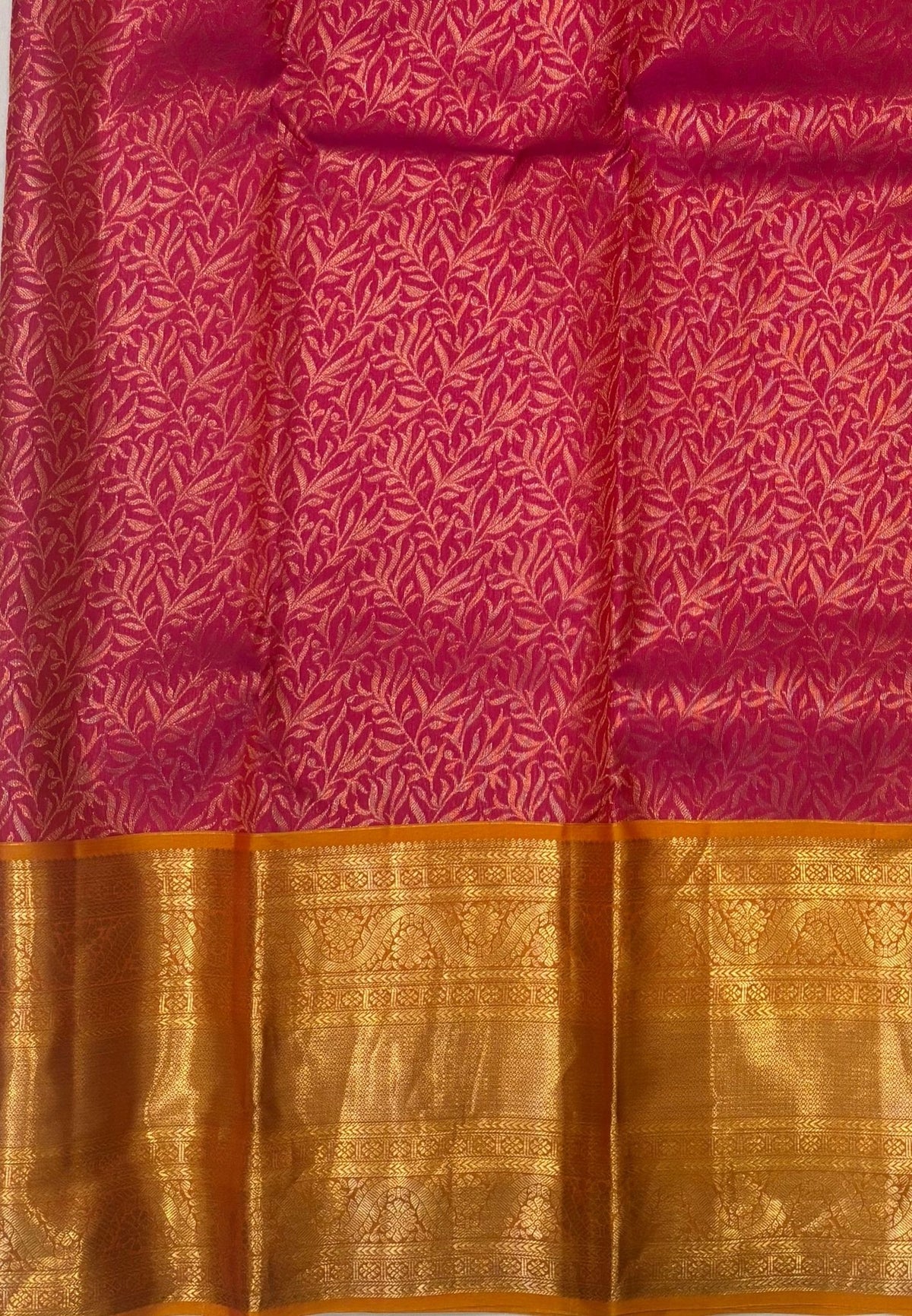 Pure Kanchipuram Silk Saree-Pink with Contrast Border