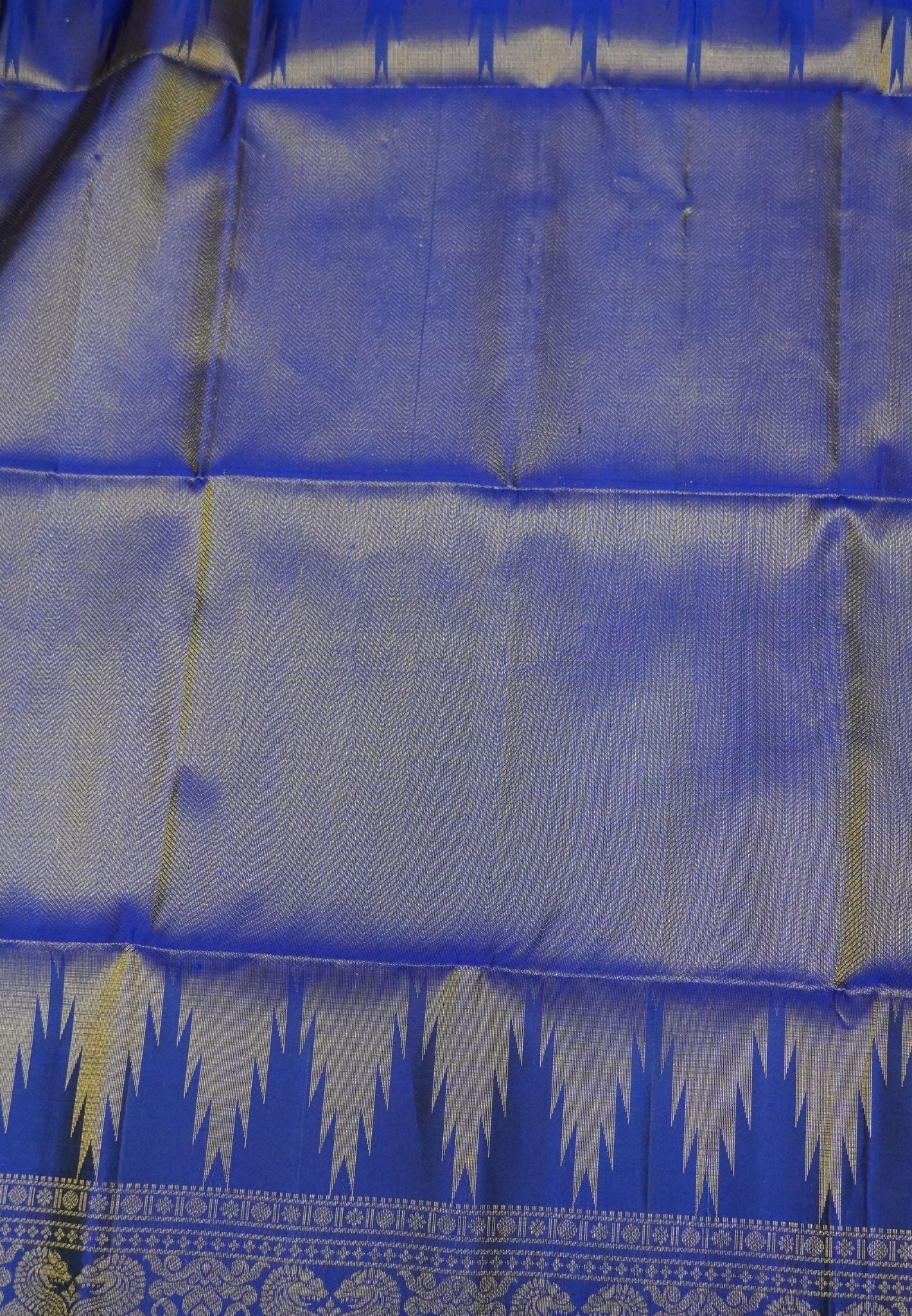Pure Soft Silk Saree-Ink Blue Brocade Weaving with Temple Border
