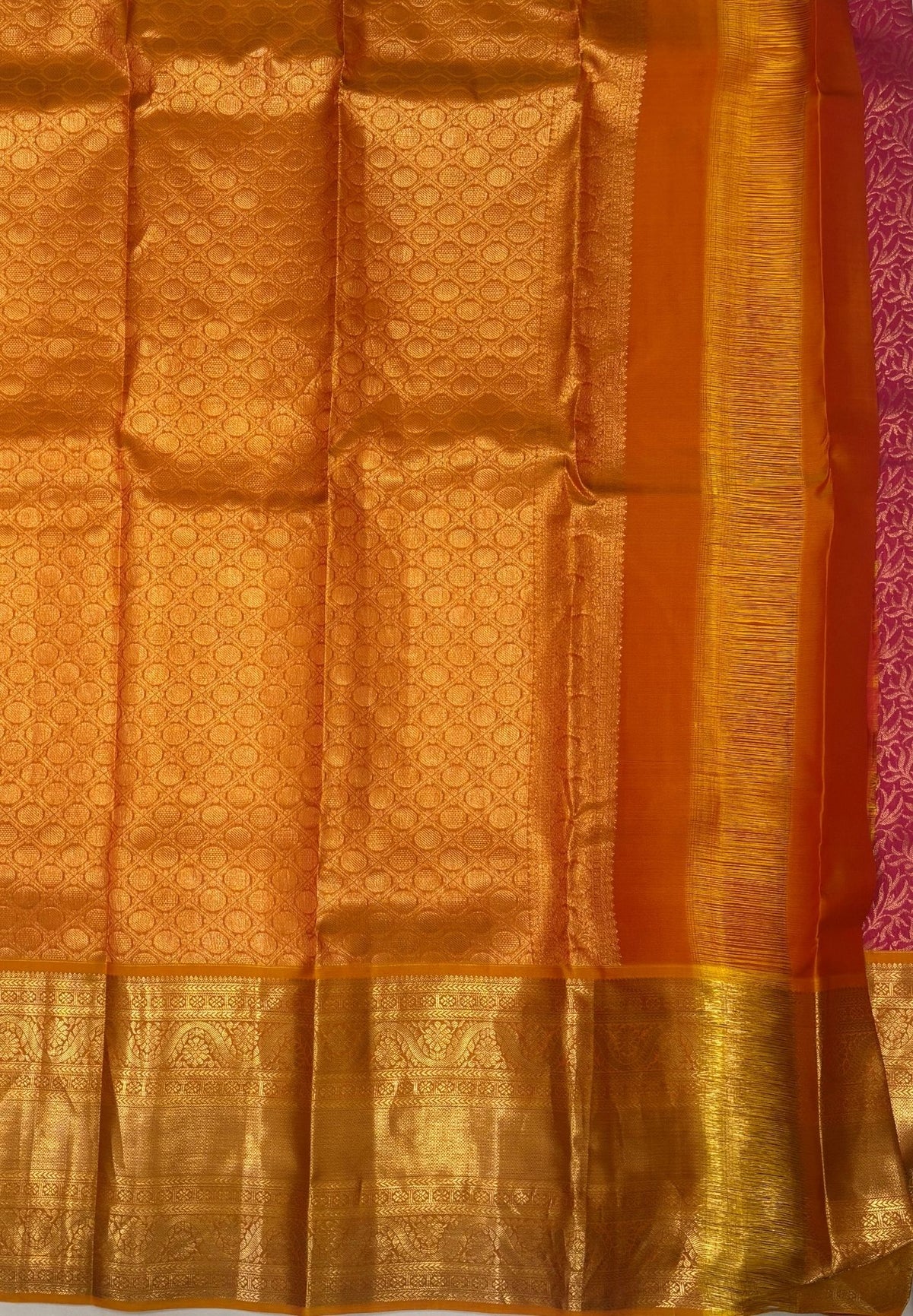 Pure Kanchipuram Silk Saree-Pink with Contrast Border