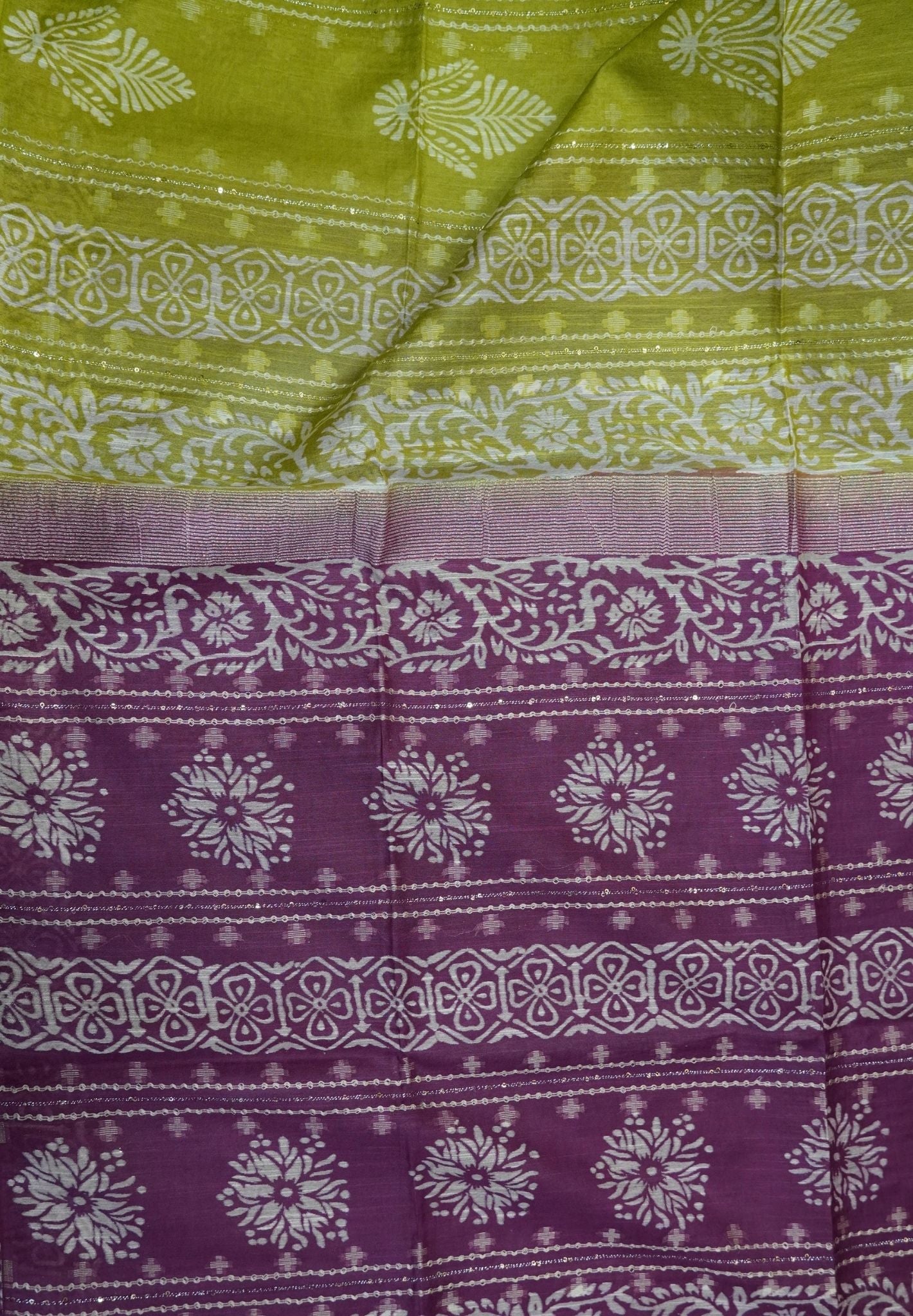 Bhagalpur Cotton Saree-Olive Green