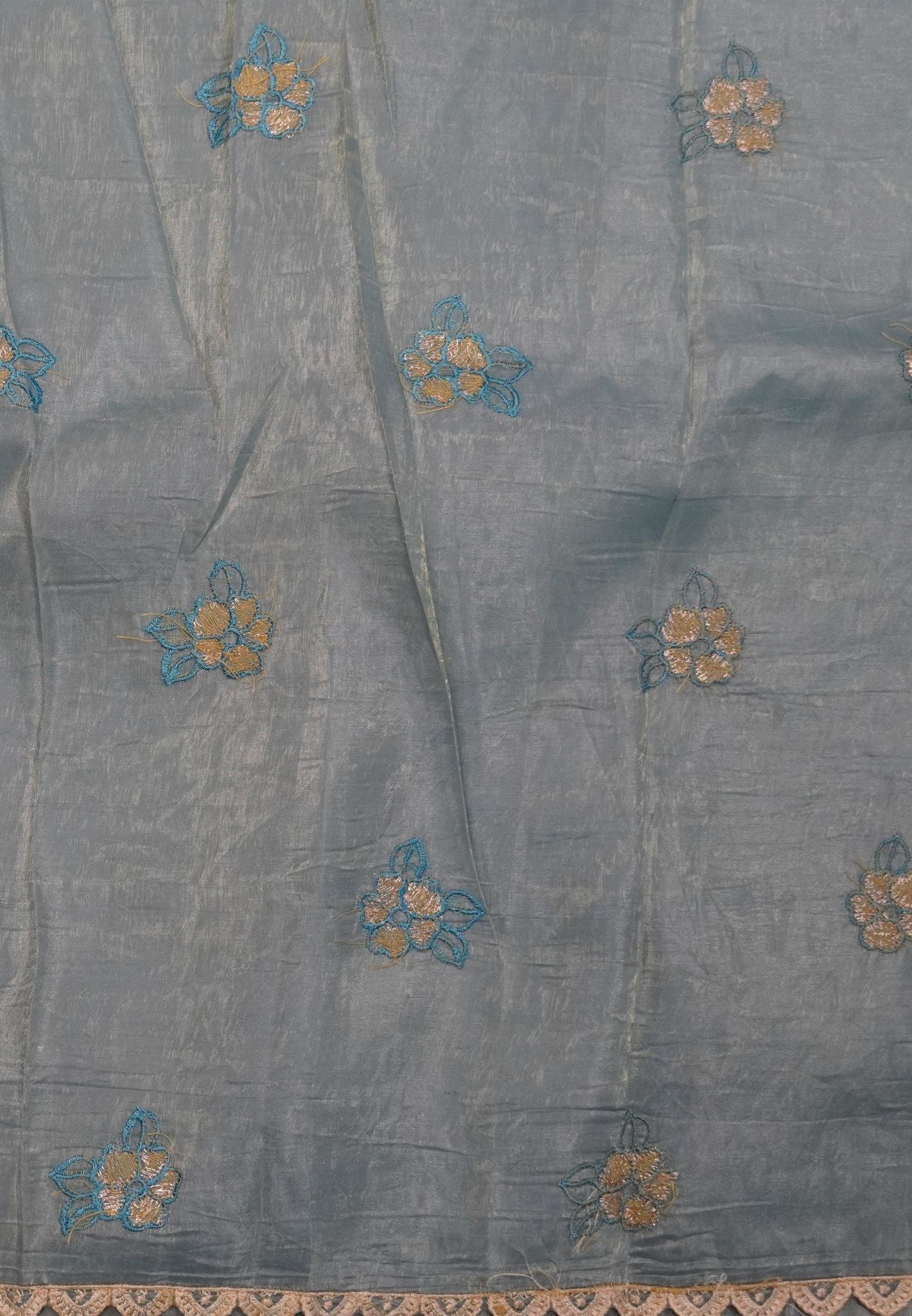 Paper Work Saree - Blue