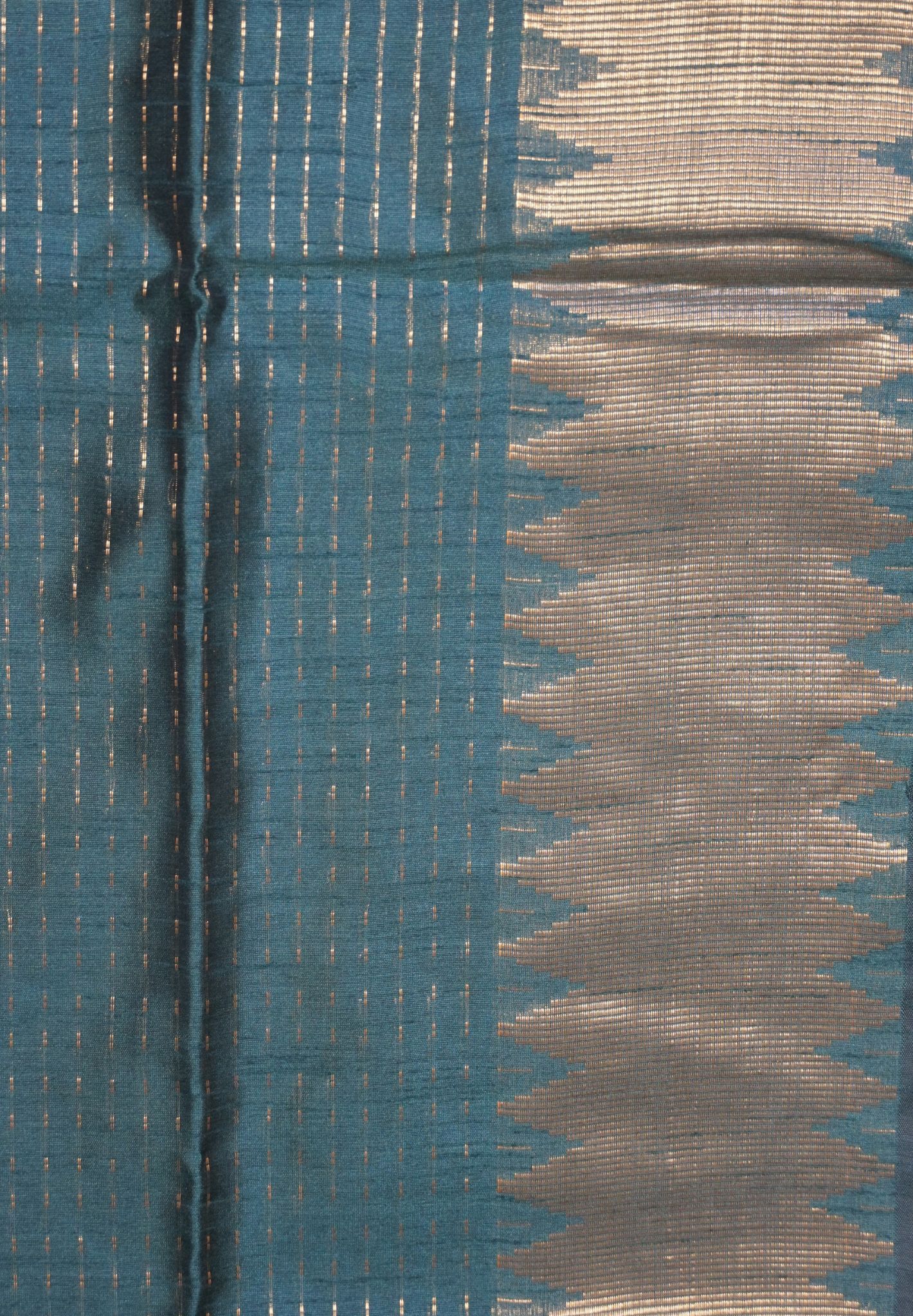 Semi Raw Silk Saree-Dark green