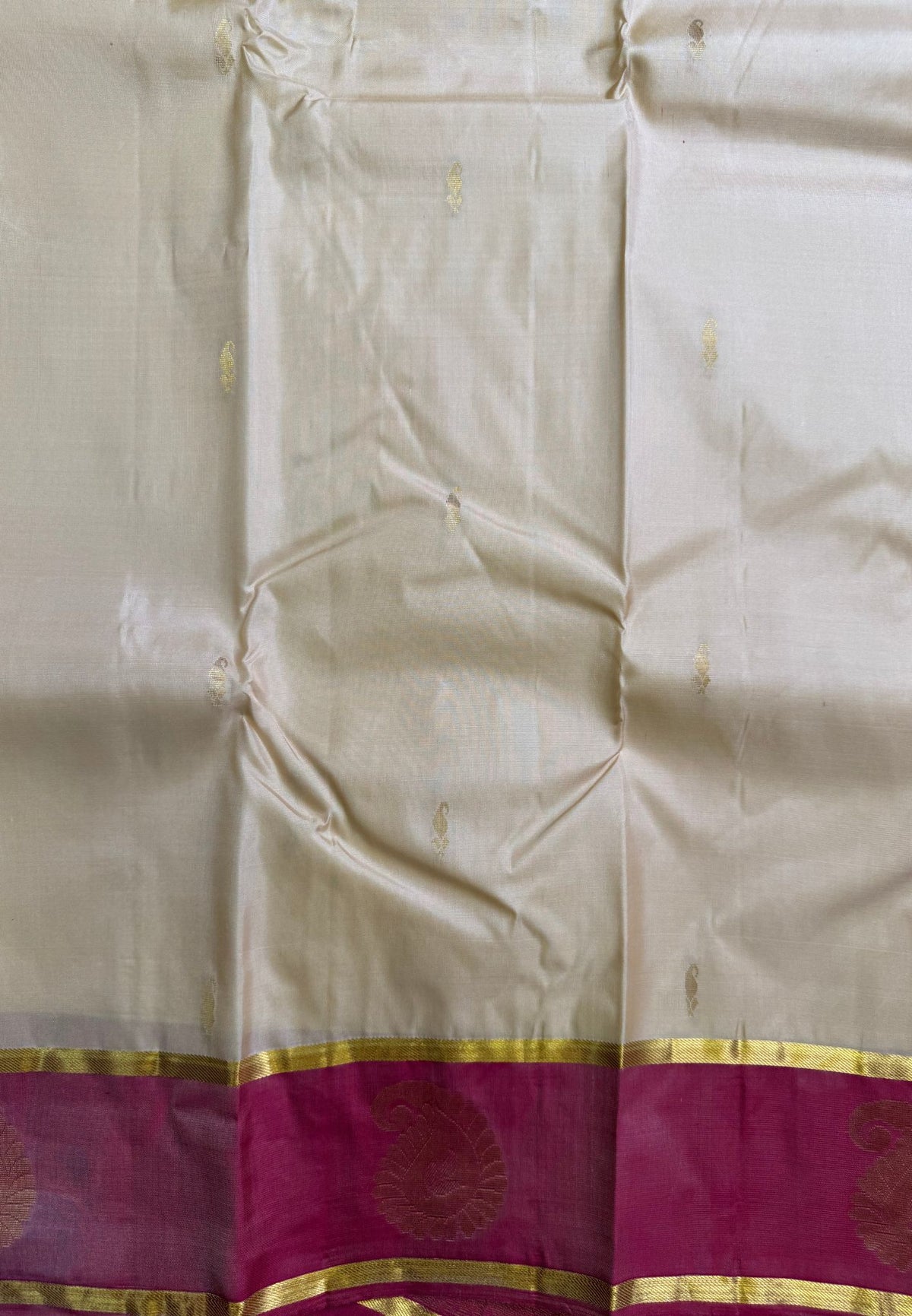 Pure Kanchipuram Silk Saree-Sandal with Contrast in Traditional Paisley Motifs