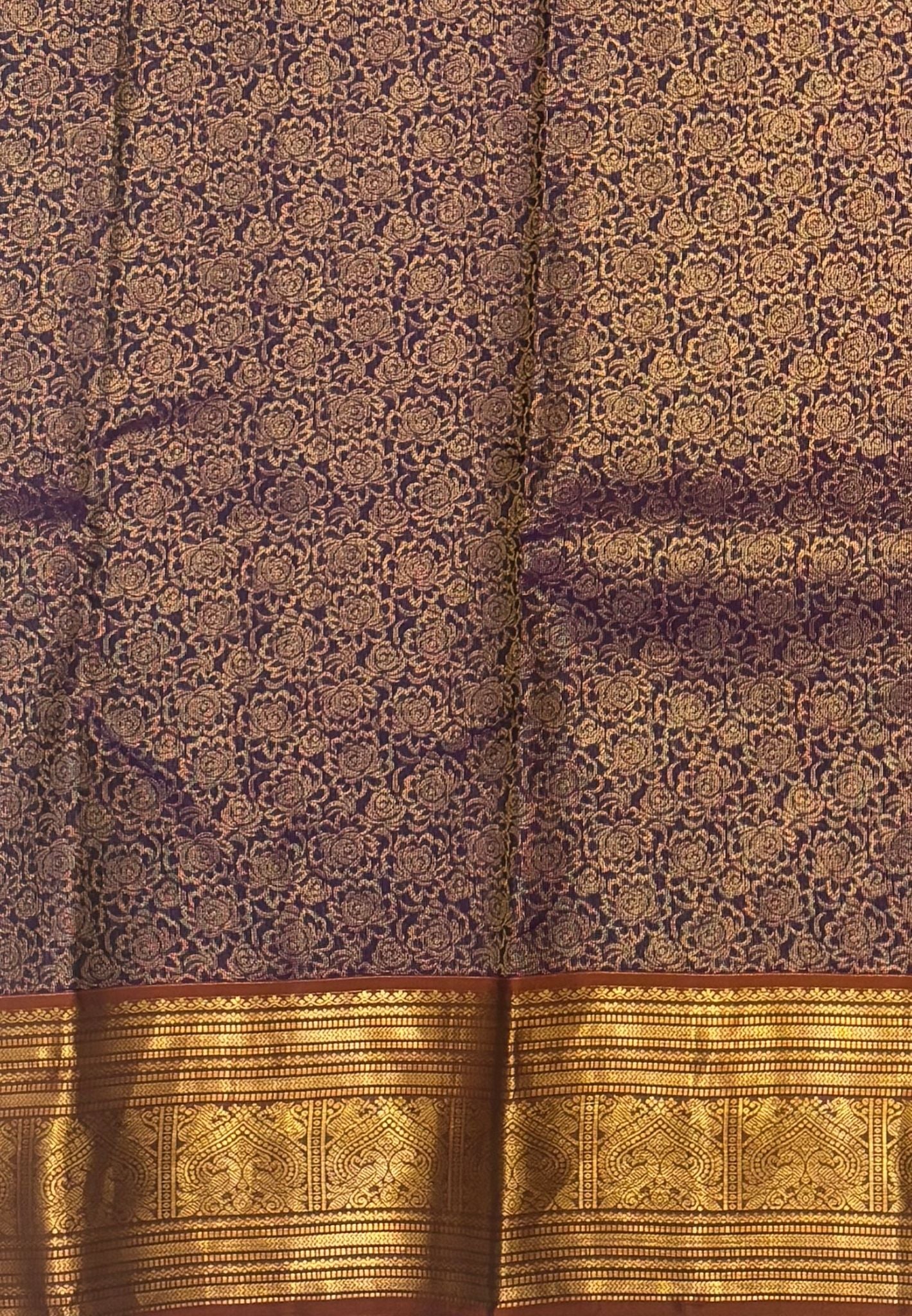 Pure Kanchipuram Silk Saree-Purple with Contrast Border