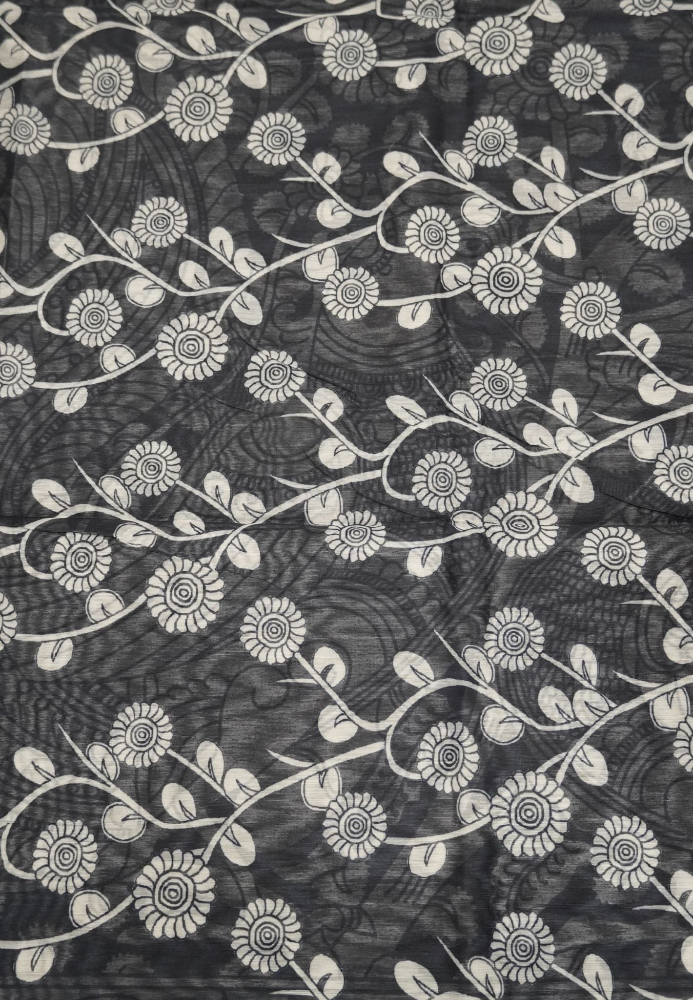 Chanderi Saree - Black with penn kalamkari print