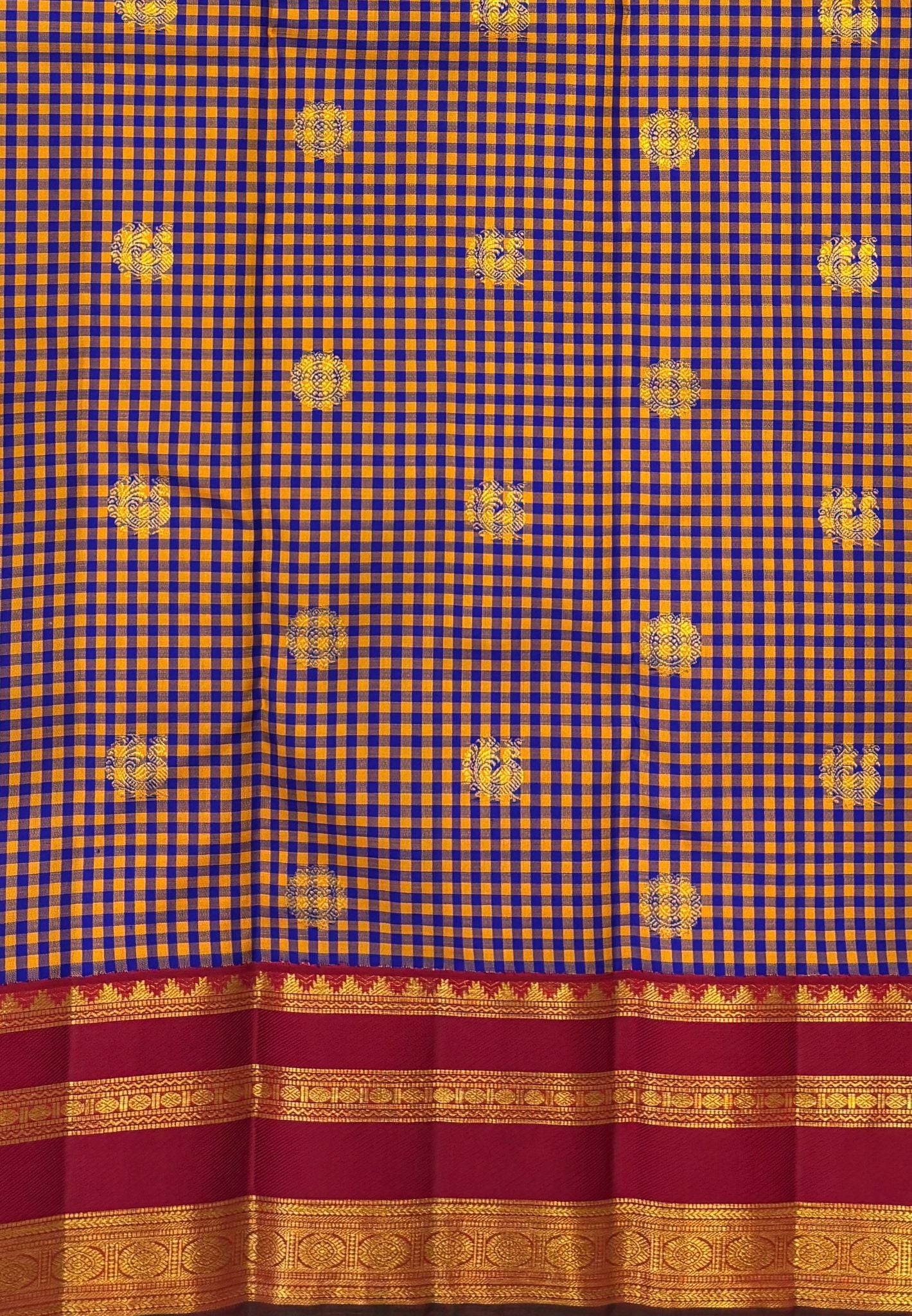 Pure Kanchipuram Silk Saree-Palum Pazhamum In Intricate Floral Motif with Contrast Border